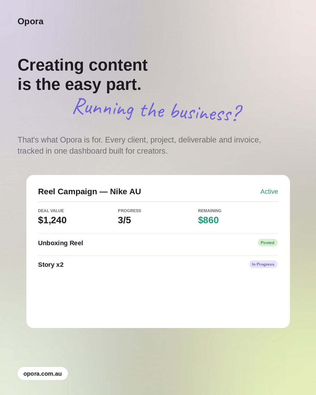 Opora Facebook ad: Opora | UGC Creator Invoicing & Client Management Software