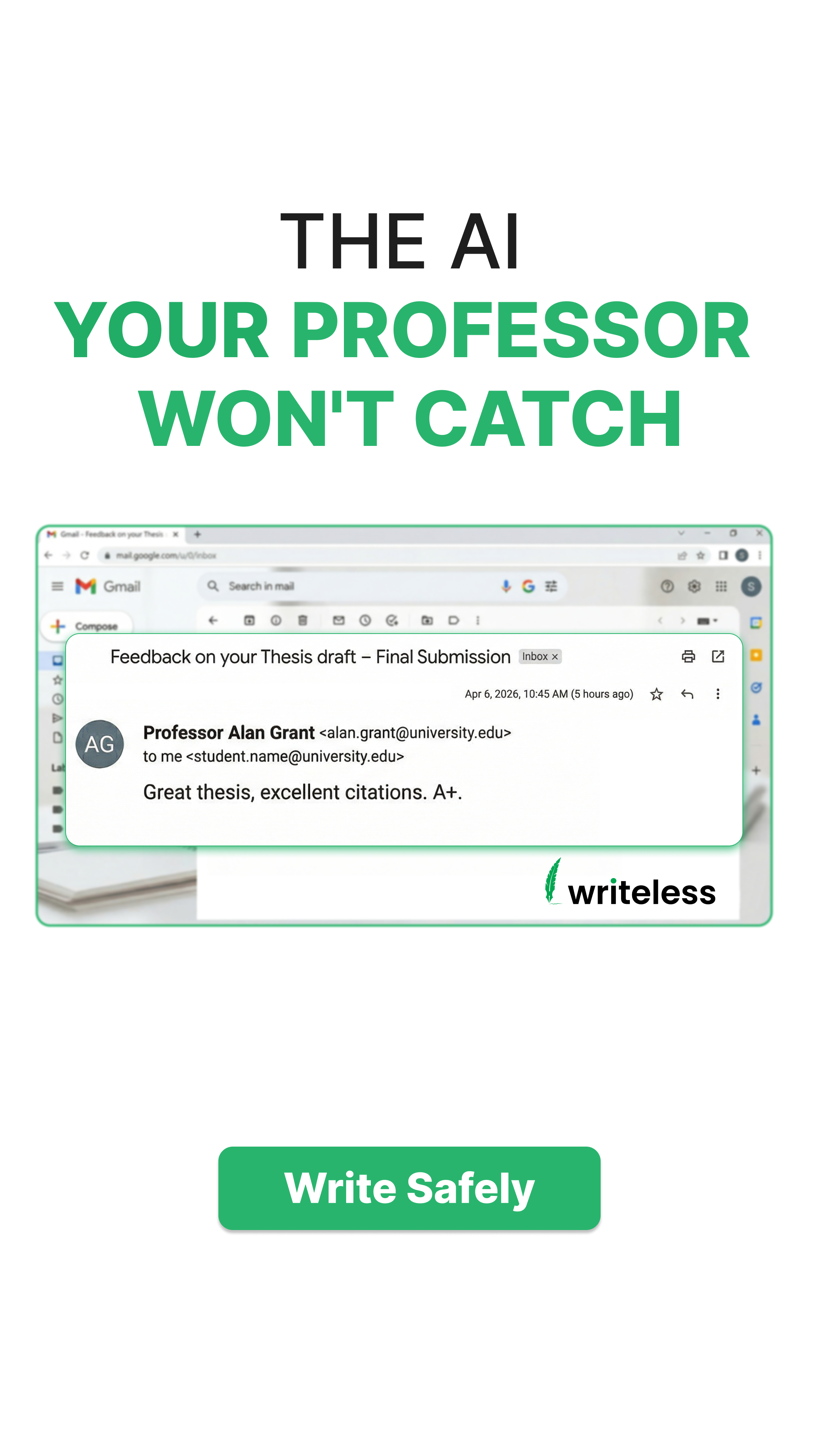 Writeless AI Facebook ad
