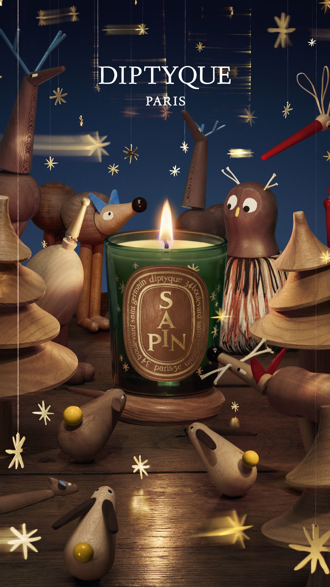 diptyque Facebook ad: Funkelnder Tannenwald