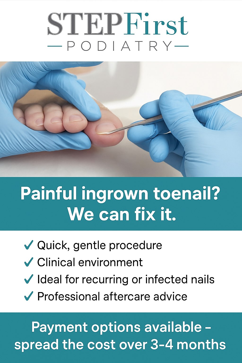 Step First Podiatry Facebook ad: Painful ingrown toenail?