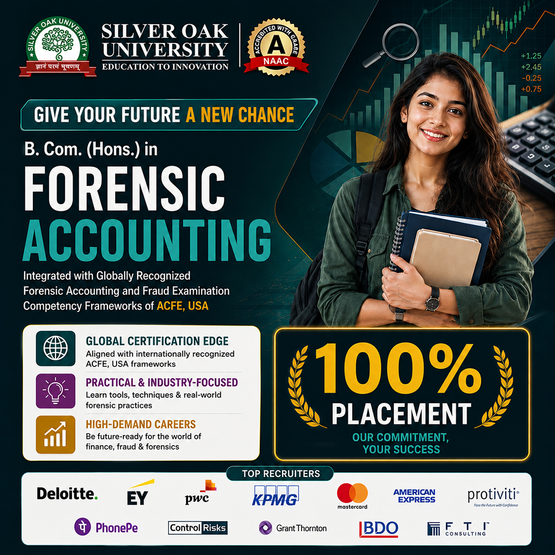 Silver Oak University Facebook ad: Admissions Open for B.Com Hons