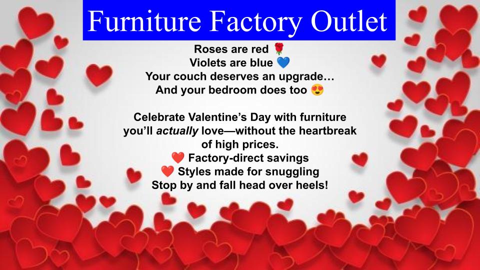 Furniture Factory Outlet Facebook ad from Feb 6, 2026