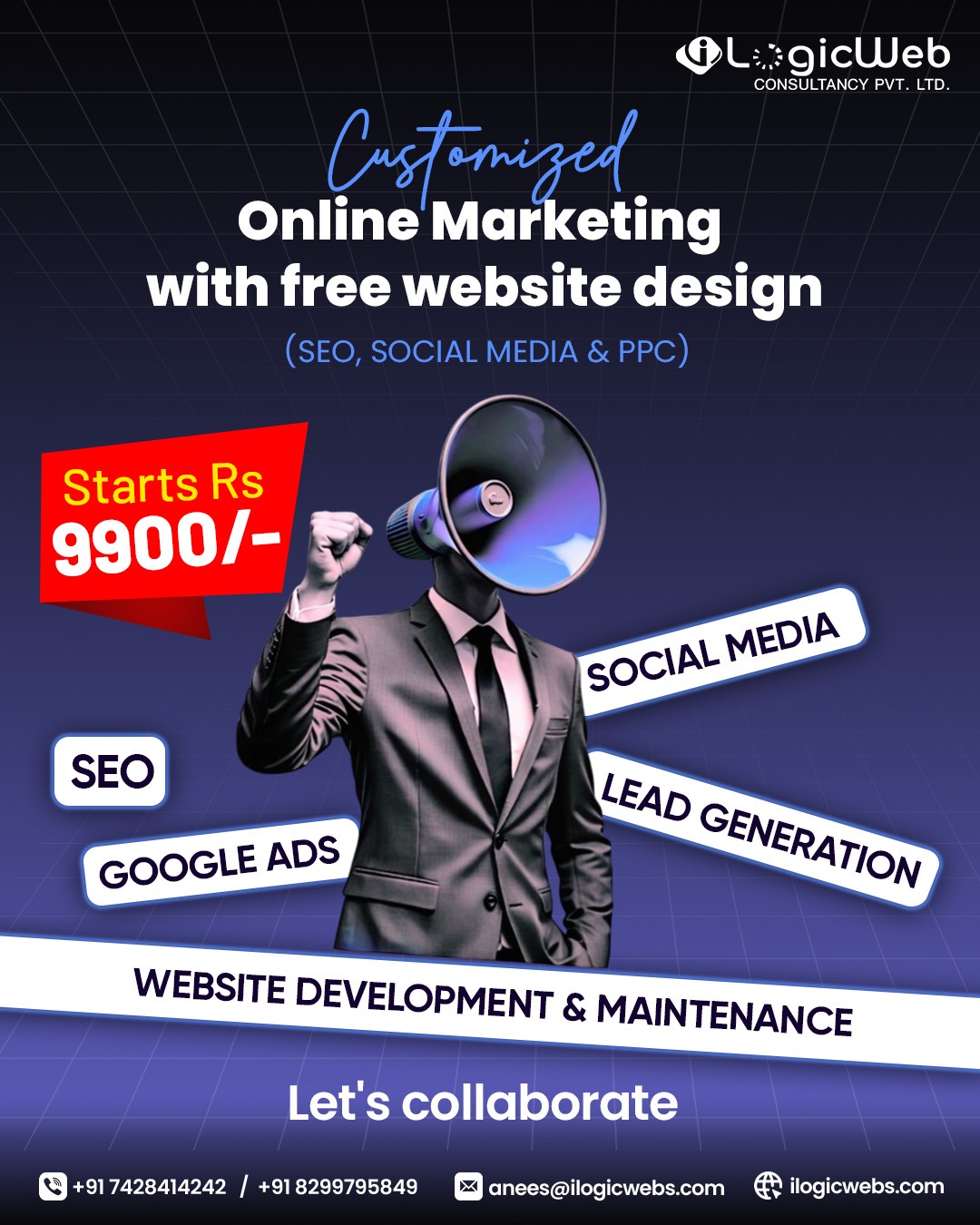 Ilogicwebs Facebook ad: All-in-One Digital Marketing Package