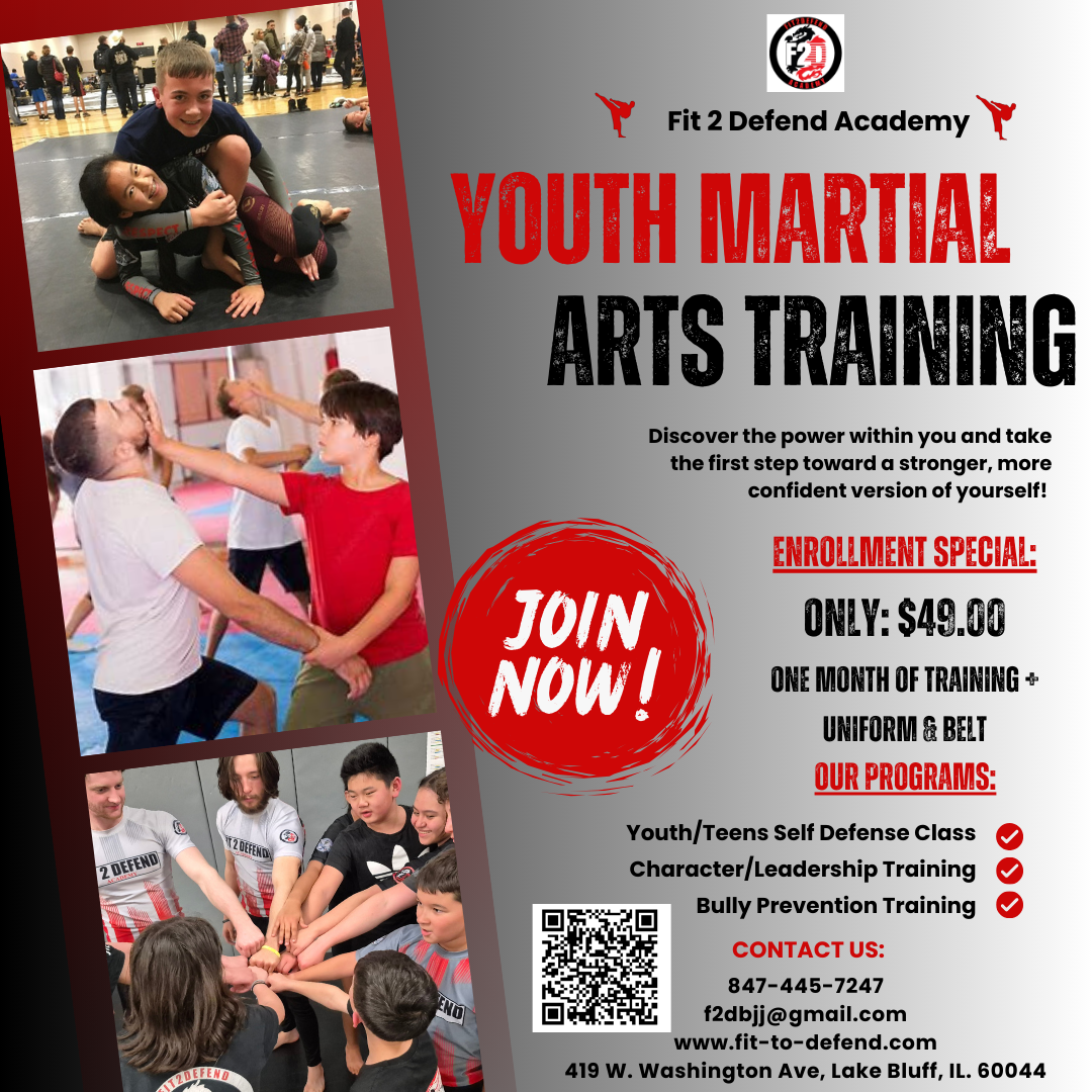 Fit 2 Defend Academy Facebook ad: 1 Month of Martial Arts for Kids, FREE!
