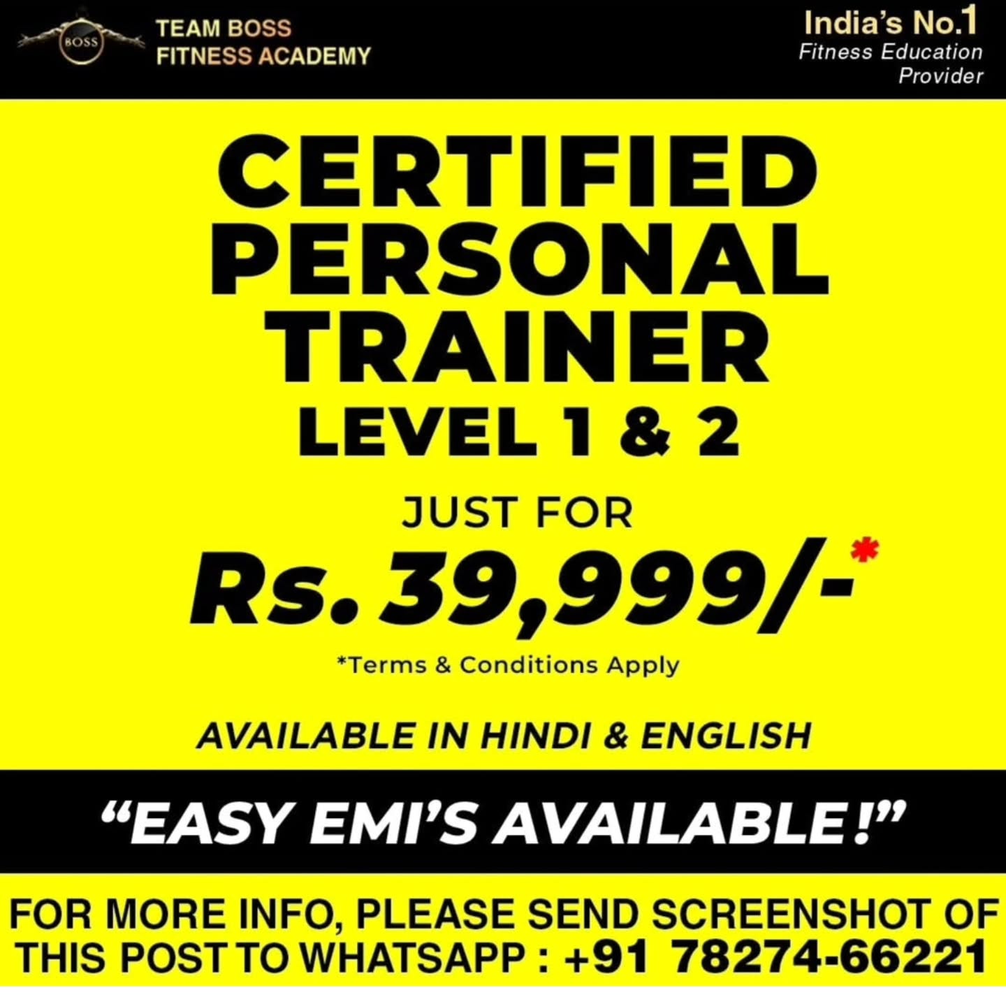 Team BOSS Fitness Academy Facebook ad