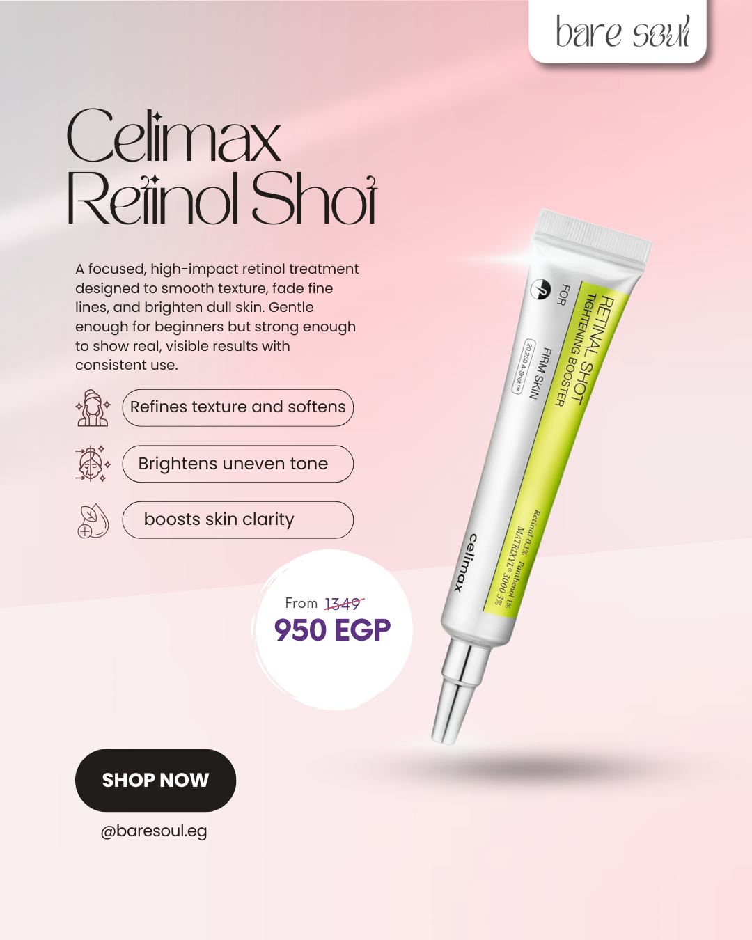 Bare soul Facebook ad: Original Korean Retinal Booster, Firmer, Smoother Skin