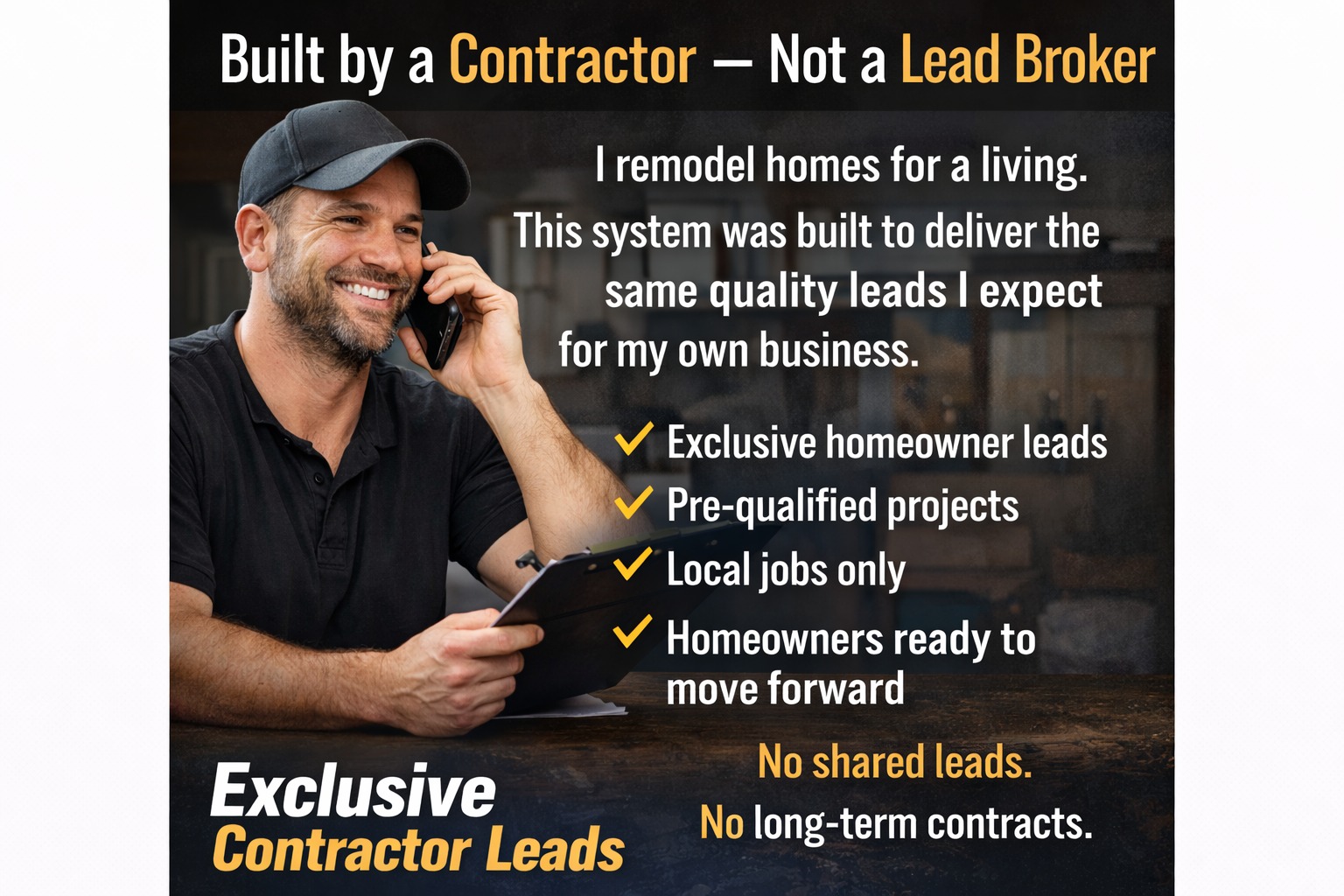 Web Design And Local Marketing Facebook ad: Built by a Contractor, Not a Lead Broker