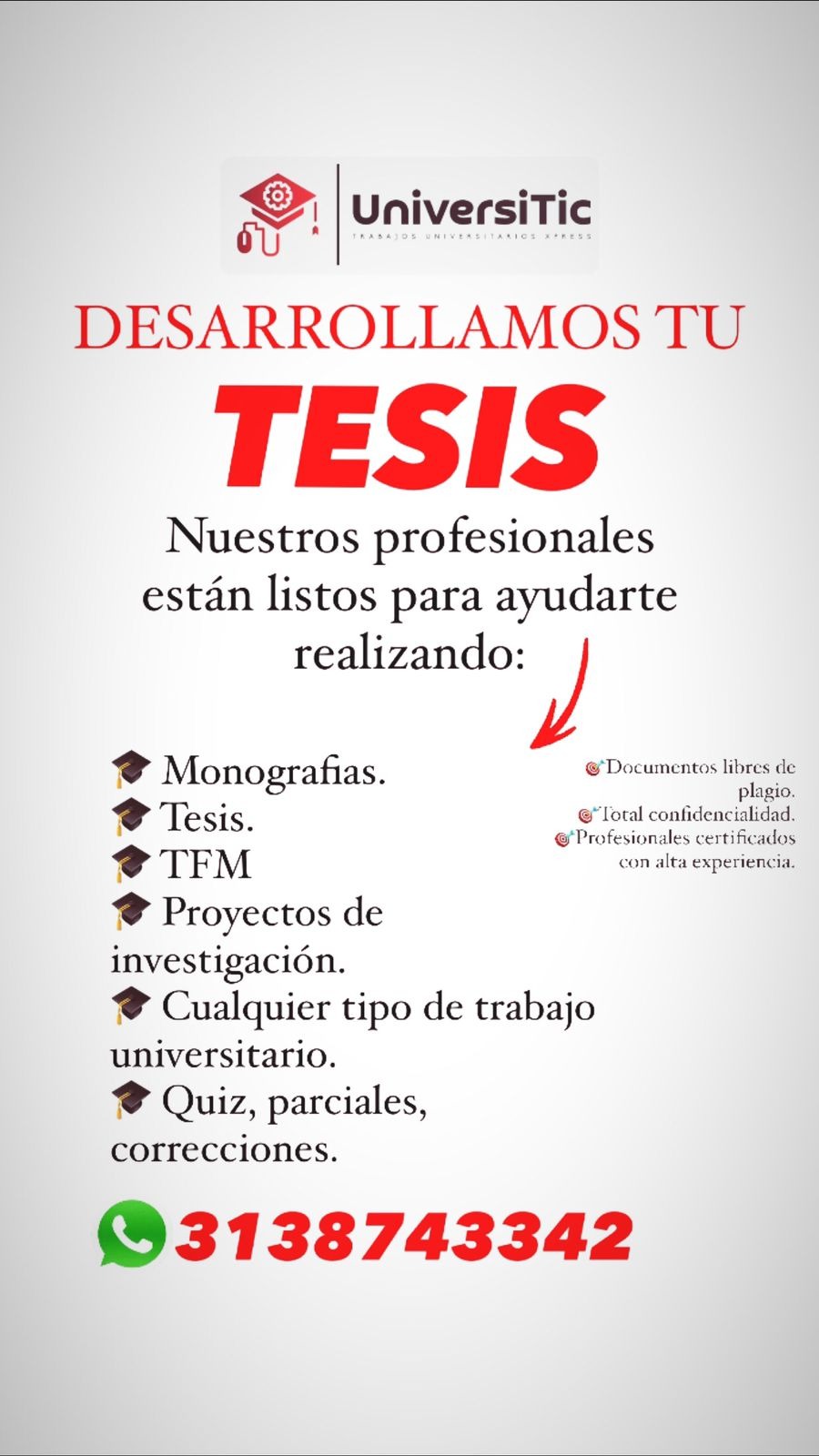 UniversiTic. Trabajos Universitarios Xpress Facebook ad: ¡Escríbenos ahora y GRADUATE!