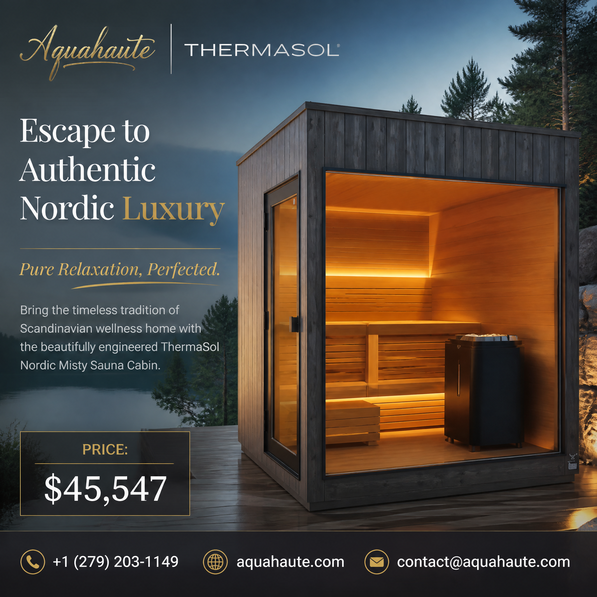 Aqua Haute Facebook ad: Transform your home into a 5-star wellness retreat.