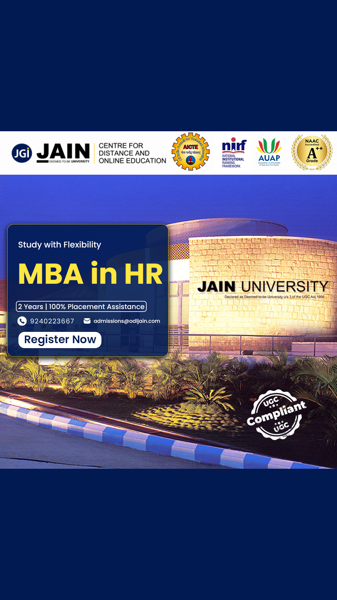 Jain University Facebook ad