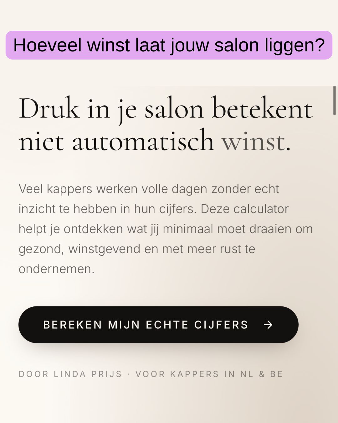 Jilva.nl Facebook ad: Bereken jouw salonwinst