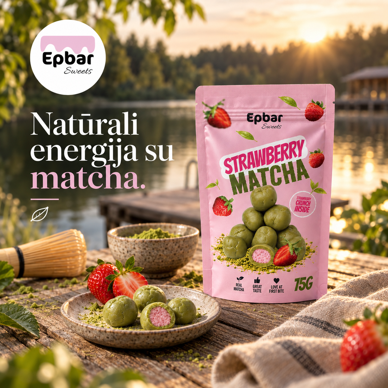 EPBAR Facebook ad: Matcha energija viename kąsnyje