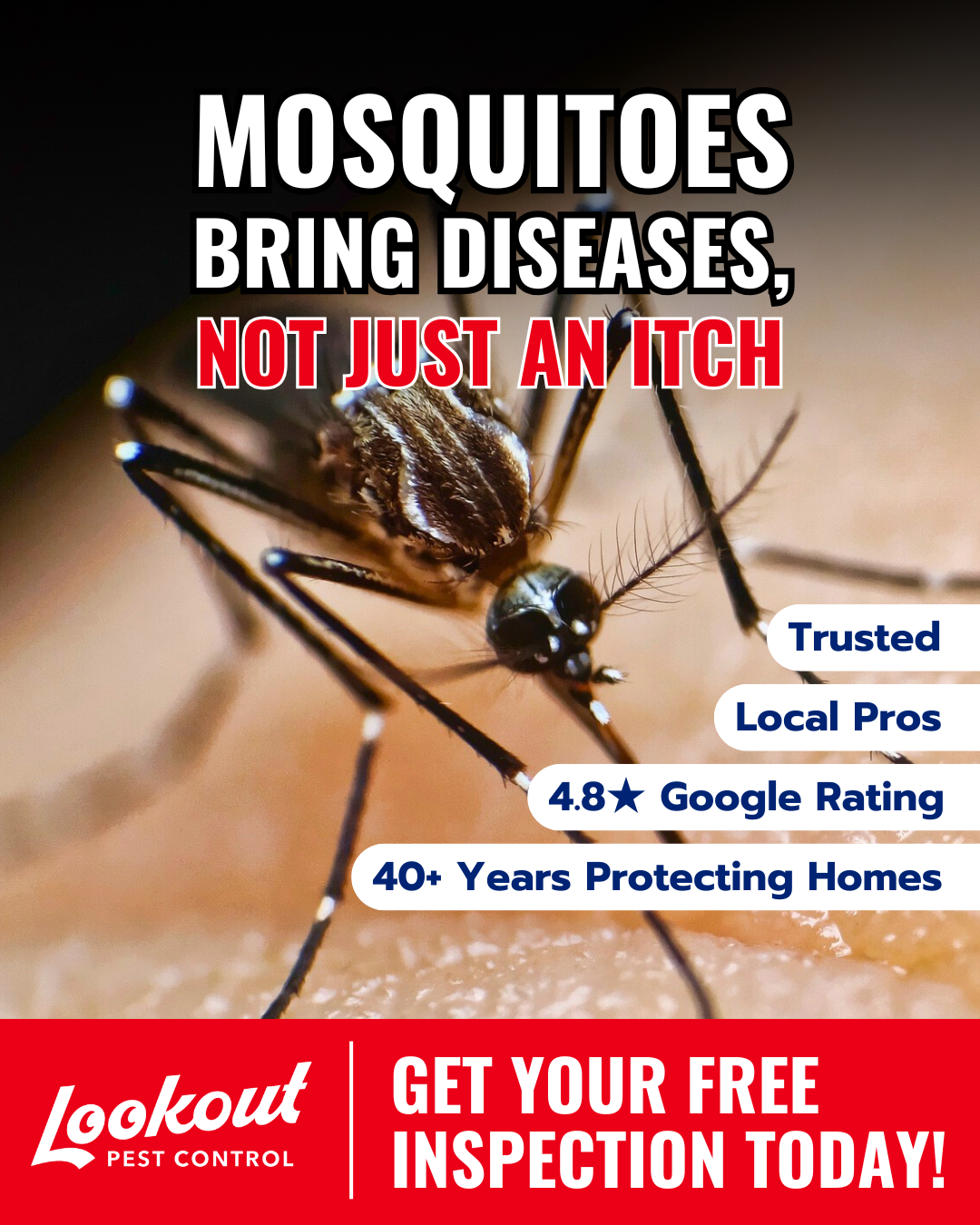 Lookout Pest Cedar Bluff Facebook ad: Prepare For The Mosquito Swarm