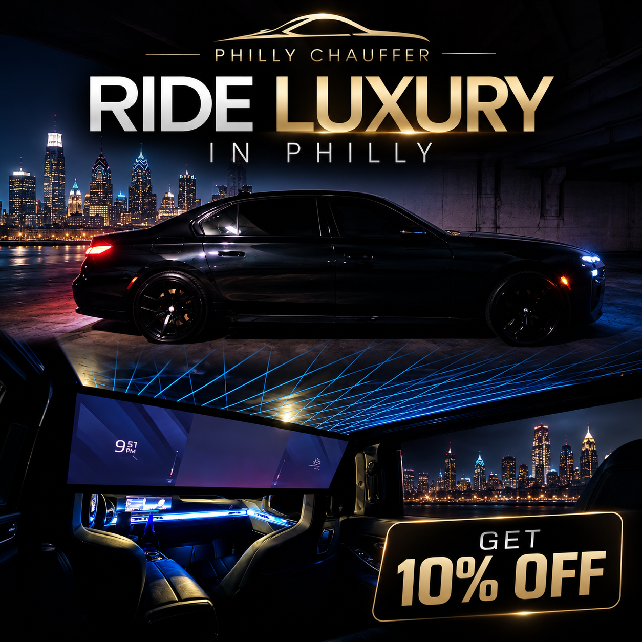 Prolific Luxury Transport Facebook ad: The car you arrive in says everything before…