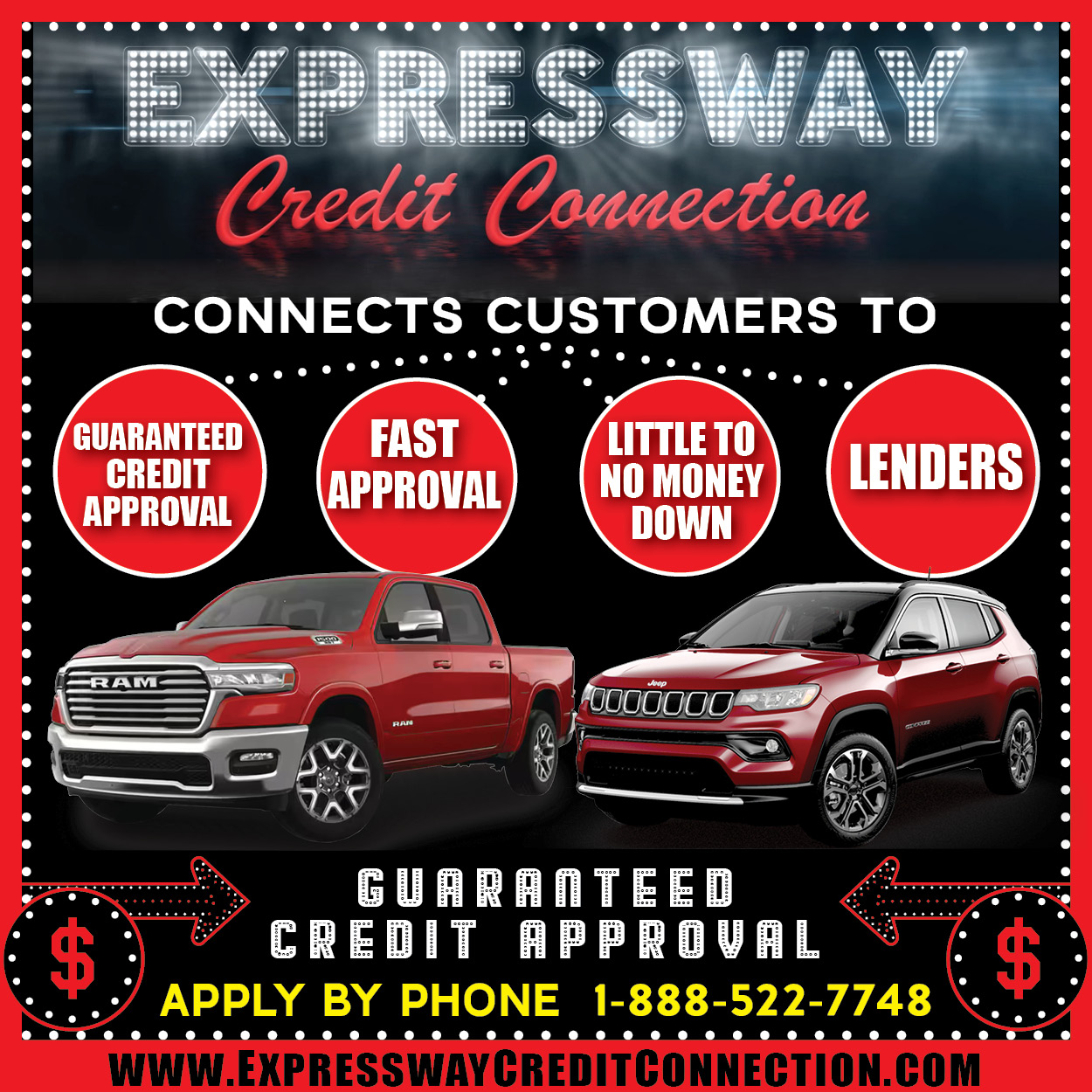 Expressway Credit Connection Facebook ad: We assist people needing a New or Pre-Owned…
