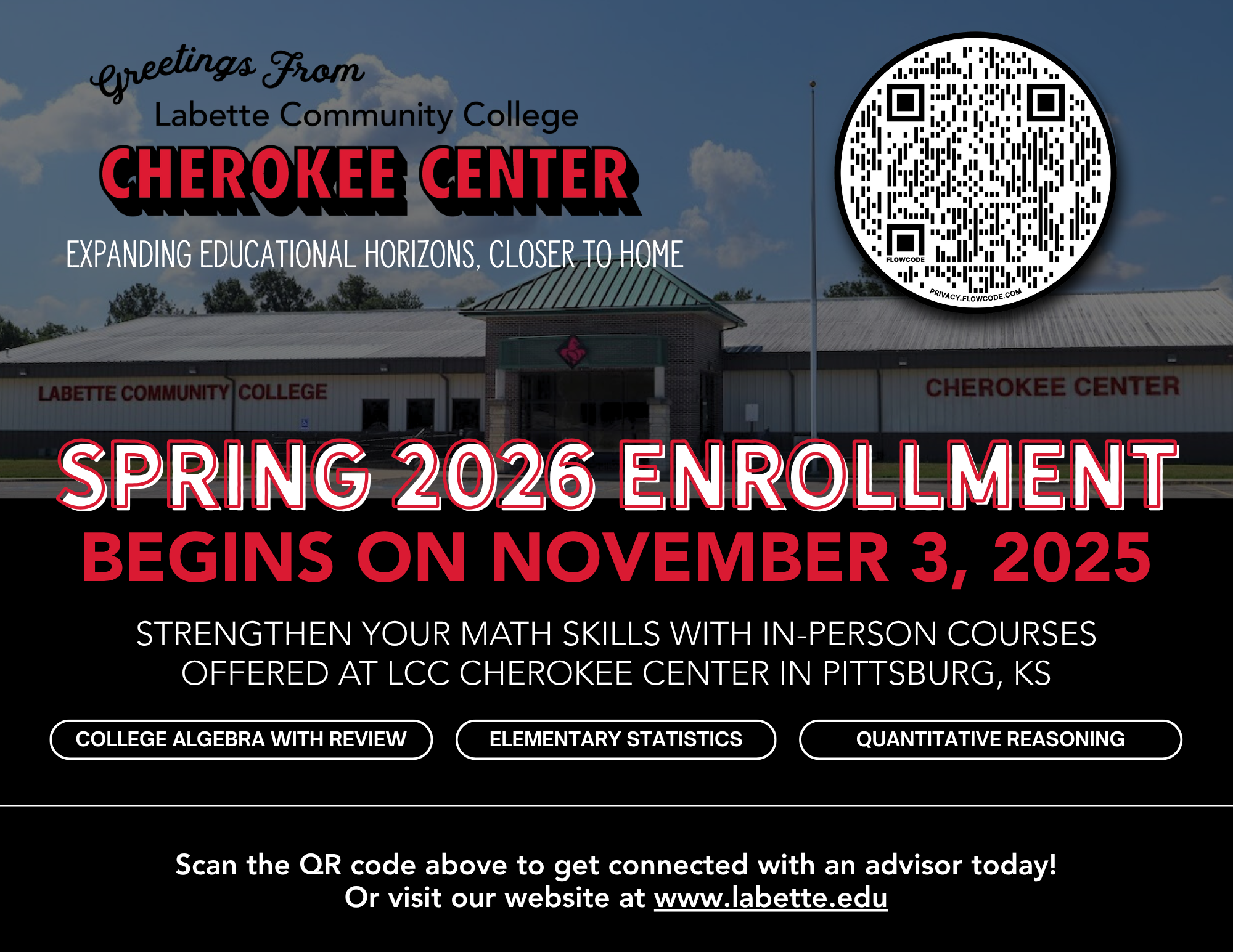 Labette Community College Facebook ad: Affordable, flexible & close to home.