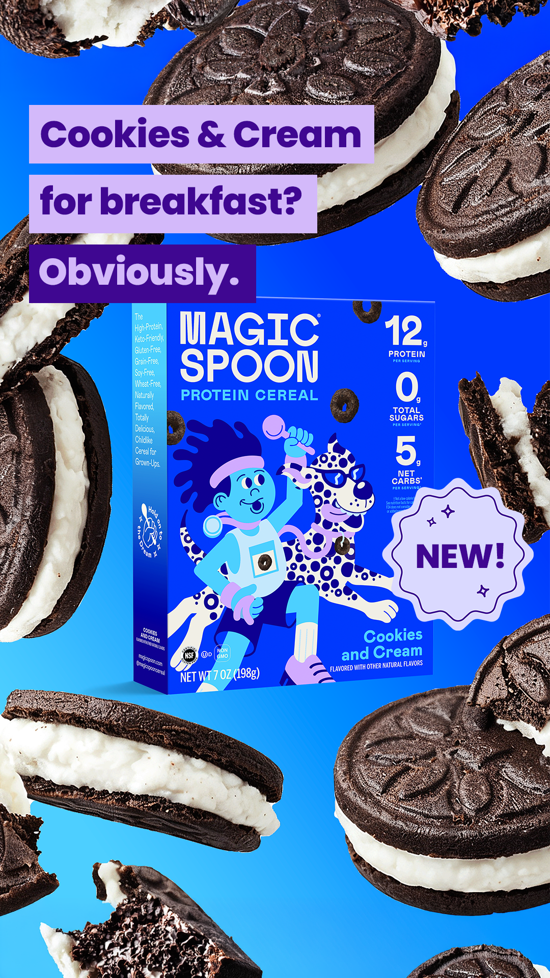 Magic Spoon Cereal Facebook ad: NEW Flavor: Cookies & Cream