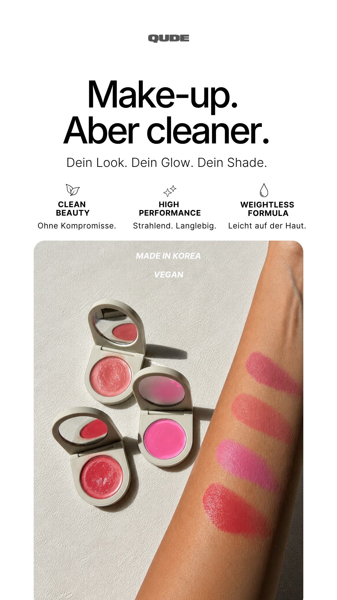 Wearequde Facebook ad: QUDE - Make Up but glowier