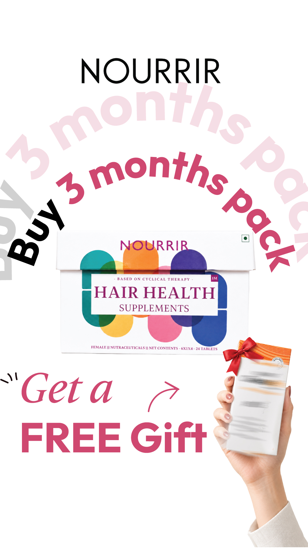 Nourrir.nourishedlife Facebook ad: Buy 3 Months. Get a FREE Gift.