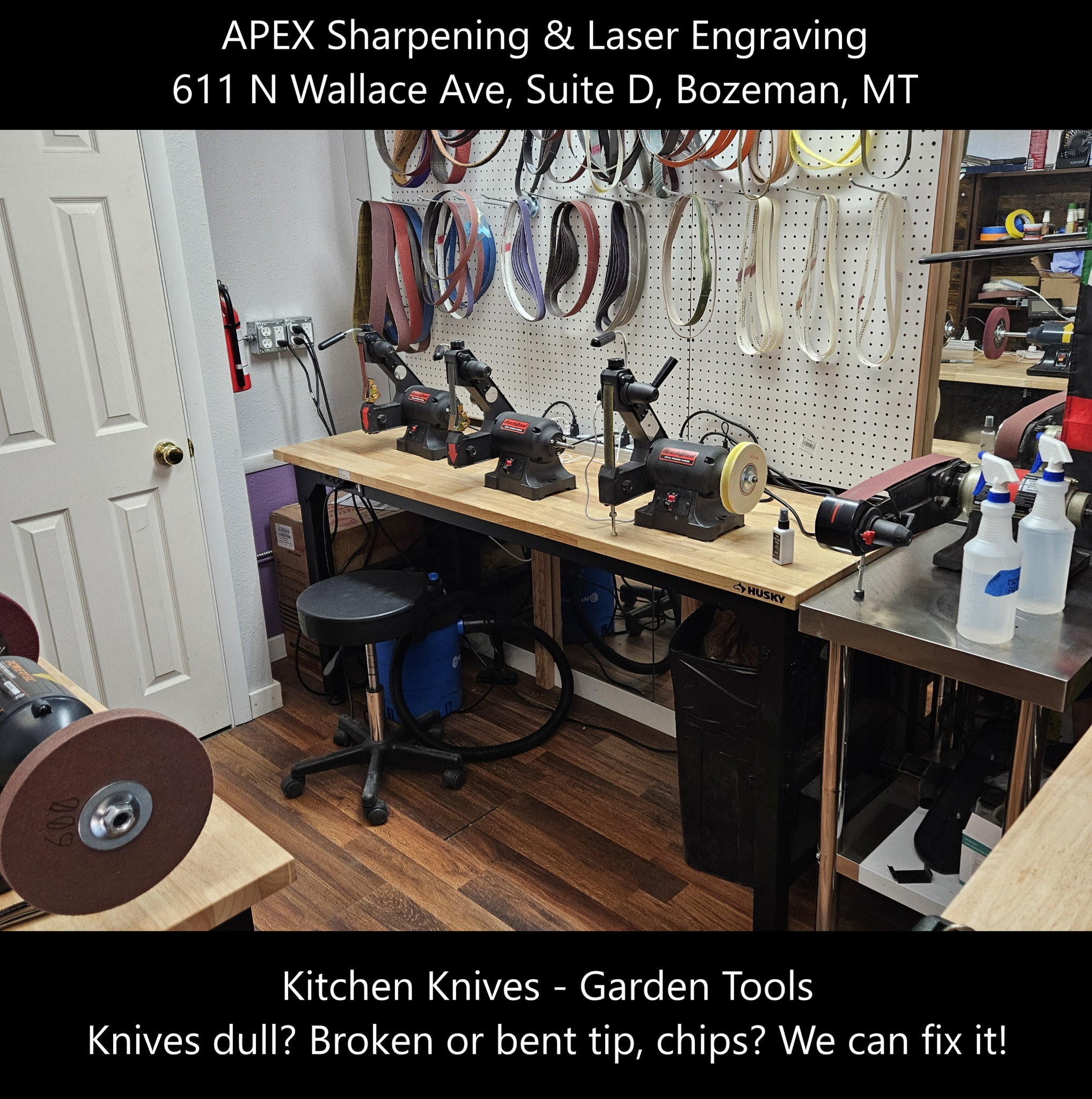 APEX Sharpening & Laser Engraving Facebook ad from Apr 14, 2025