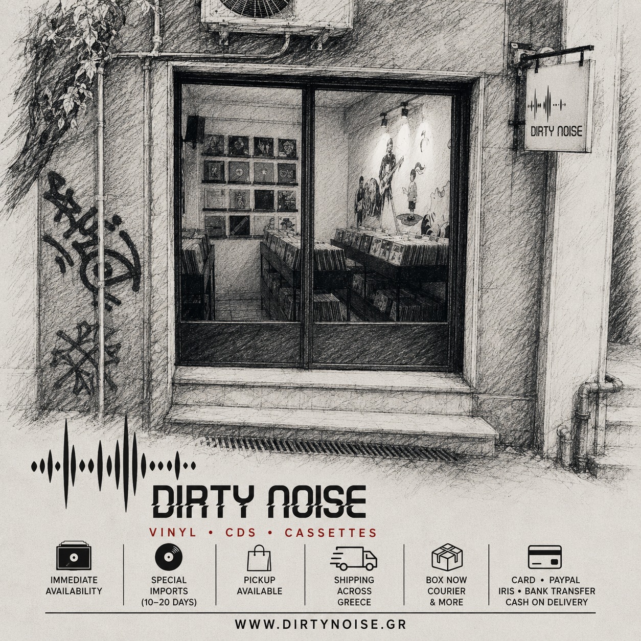 Dirty Noise Facebook ad: Vinyl, CDs & cassettes for those who still…