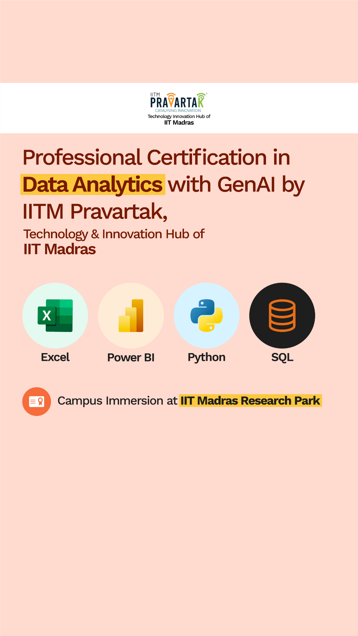 IITM Pravartak - Online Certificate Programs with Coding Ninjas Facebook ad