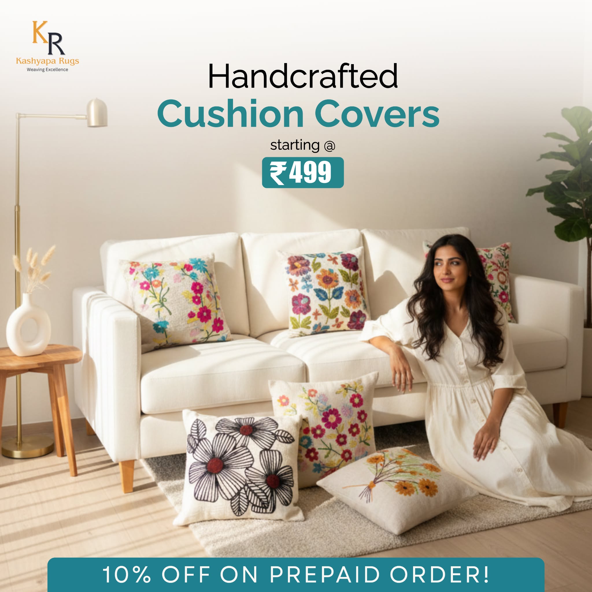 Kashyapa rugs Facebook ad: Handcrafted Cushion Covers You’ll Fall in Love With