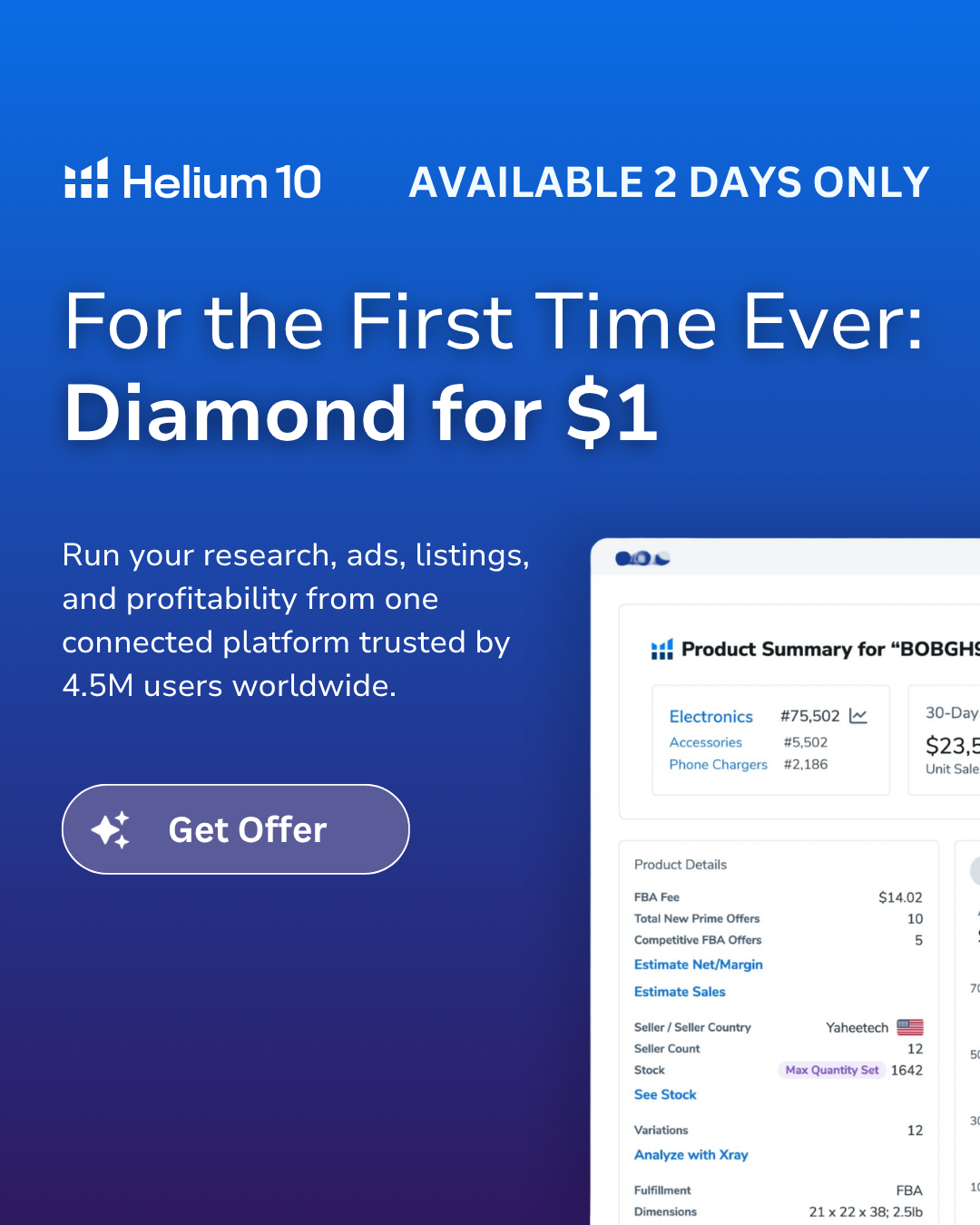Helium 10 Facebook ad