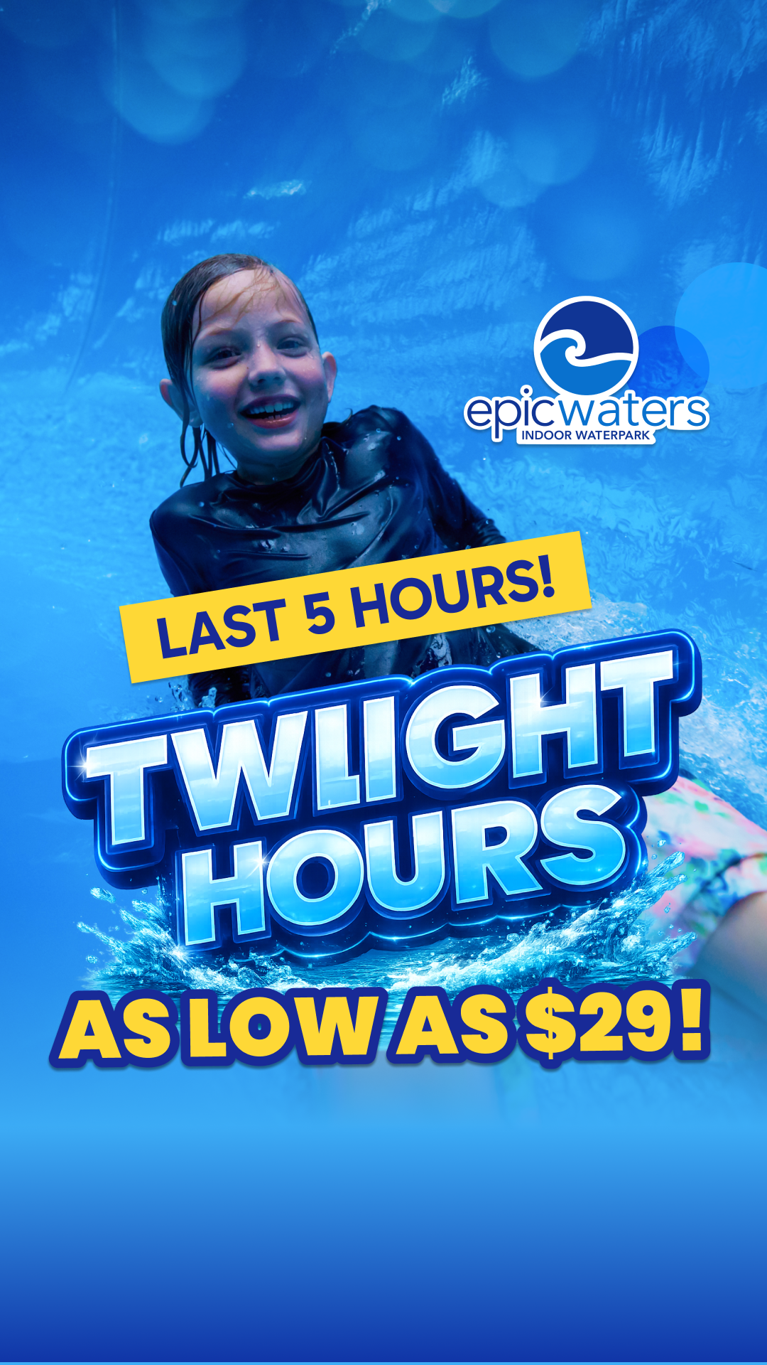 Epic Waters Indoor Waterpark Facebook ad from Jun 22, 2026