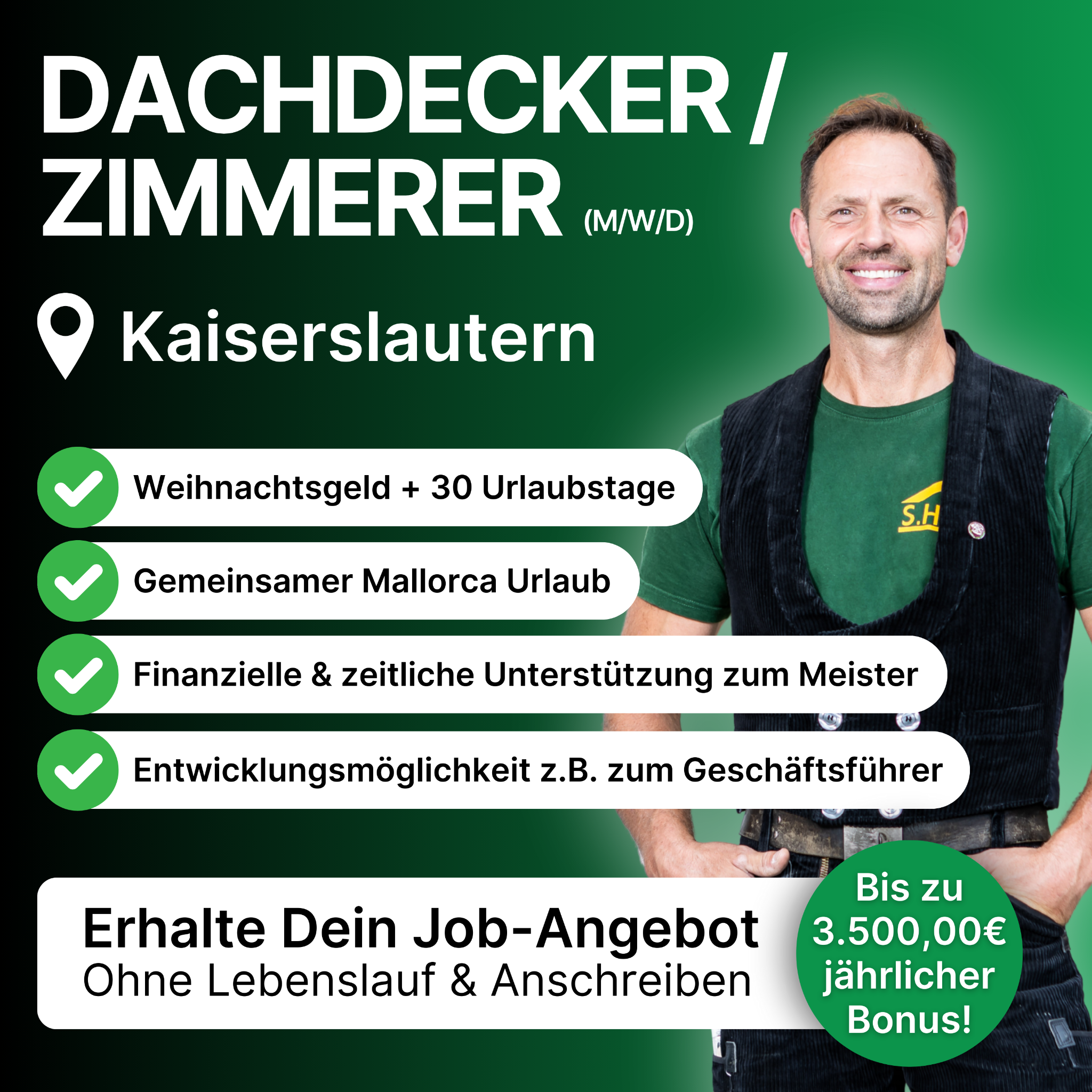 Candidate Flow Dachdecker Jobs Facebook ad: Du möchtest ein unwiderstehliches Job-Angebot?