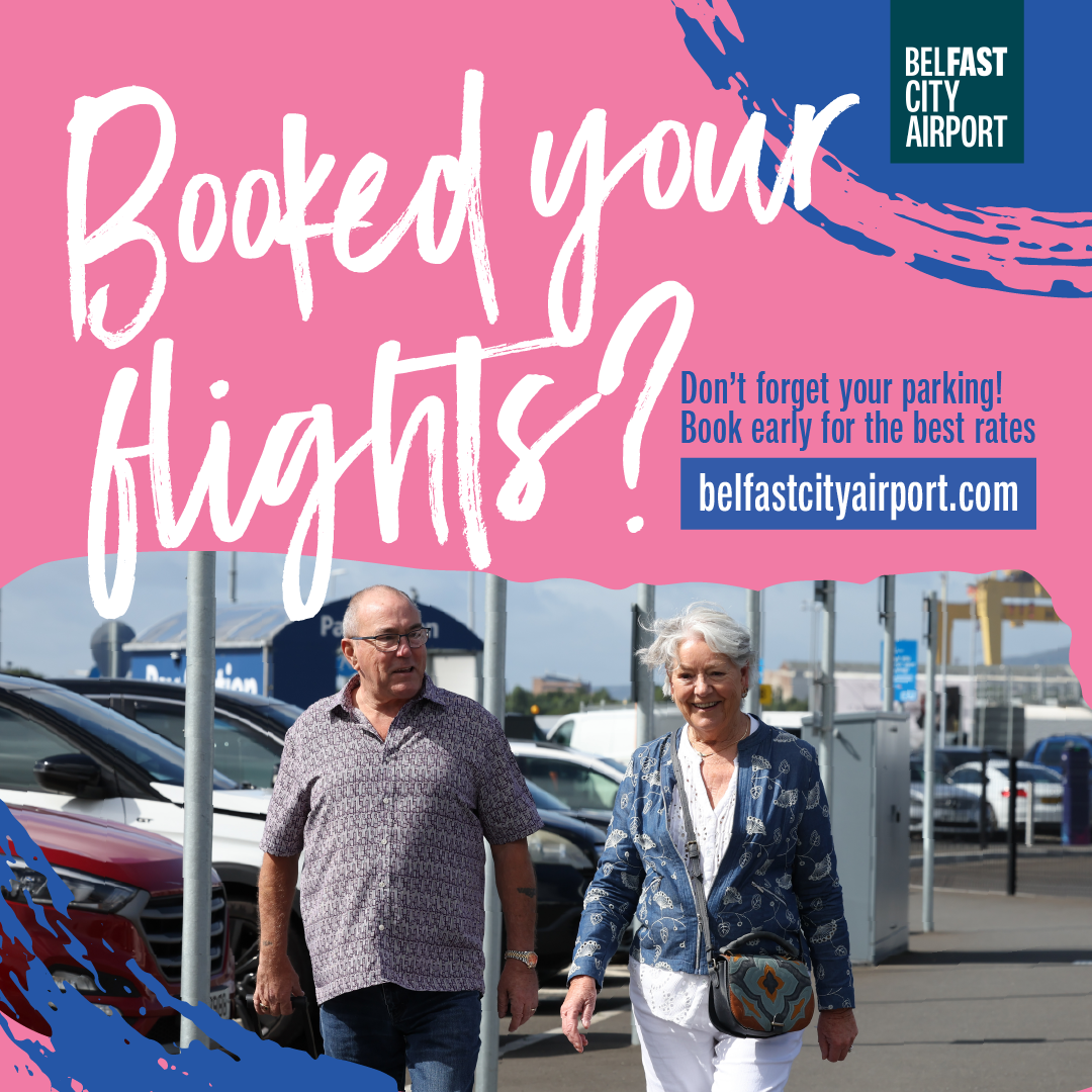 Belfast City Airport Facebook ad from Jul 1, 2026