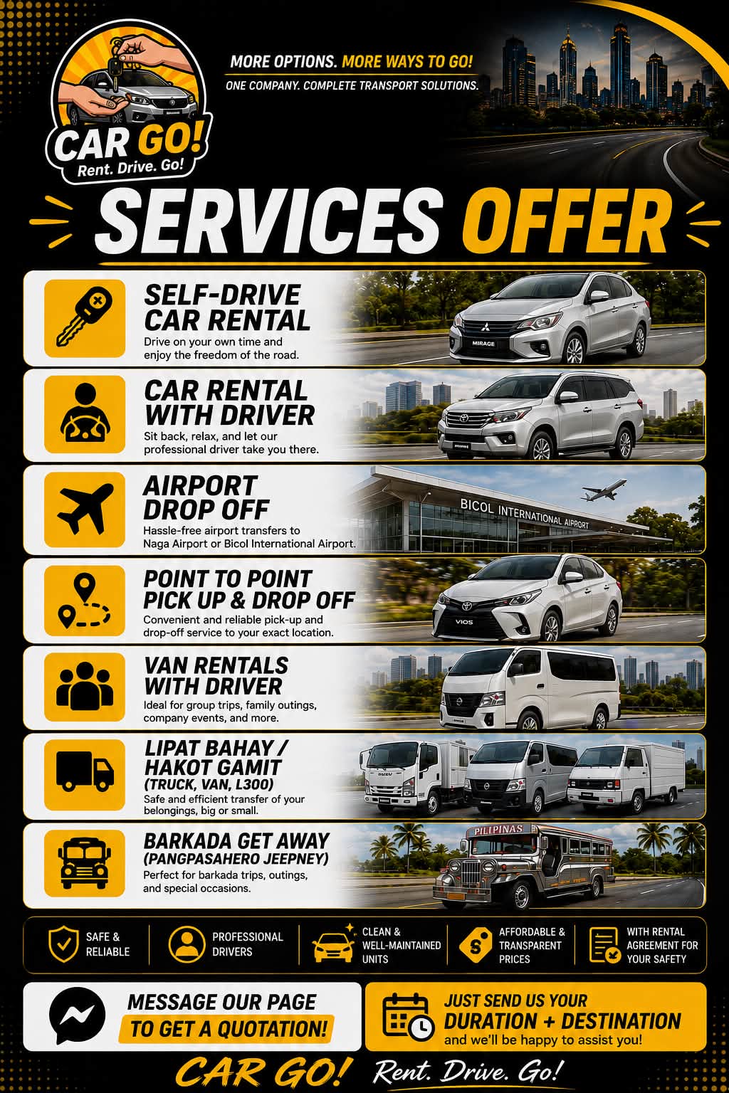 CarGo Rental Services Facebook ad: Looking for a Reliable Car Rental in Naga…