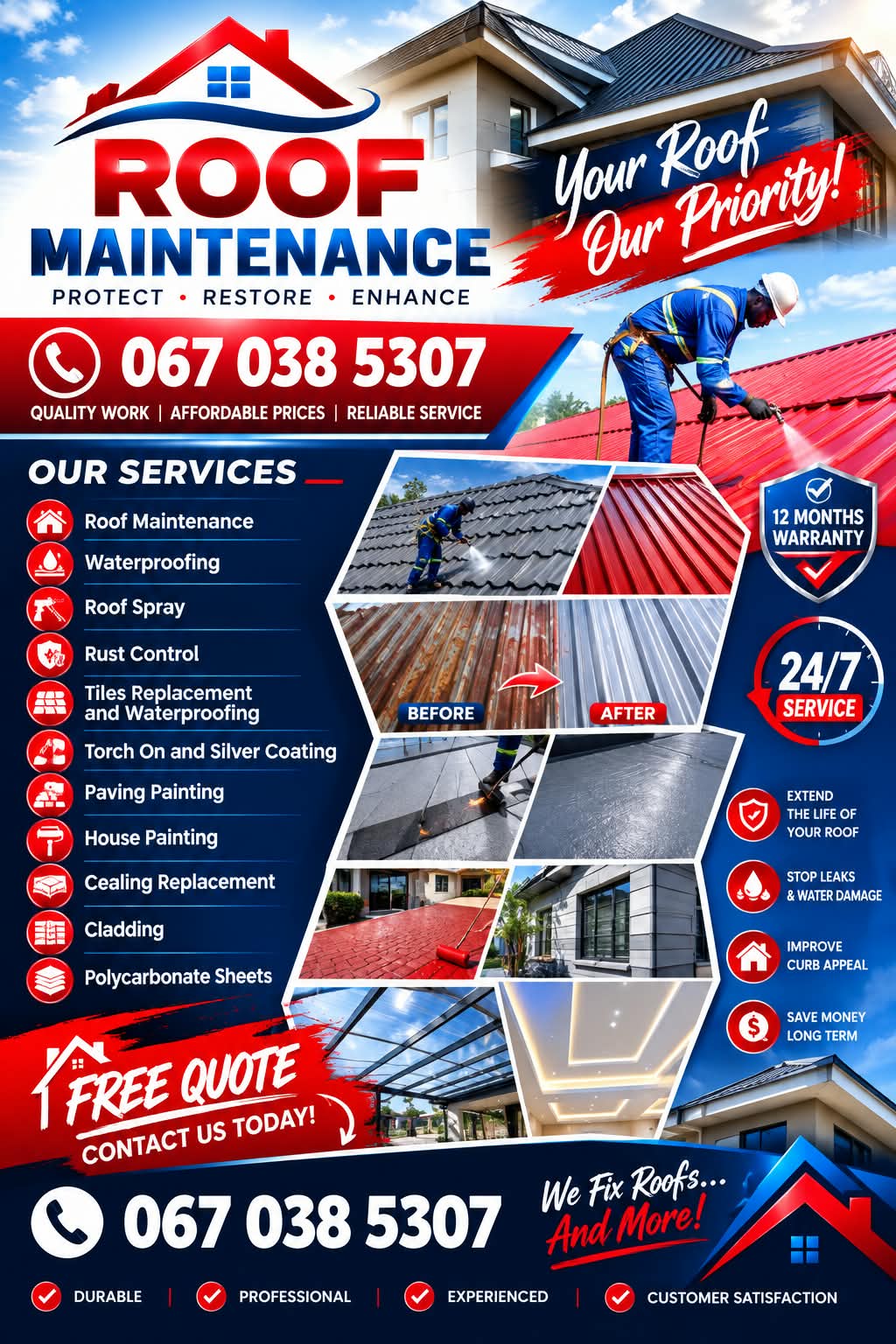 Roof maintenance Facebook ad from Sep 19, 2026
