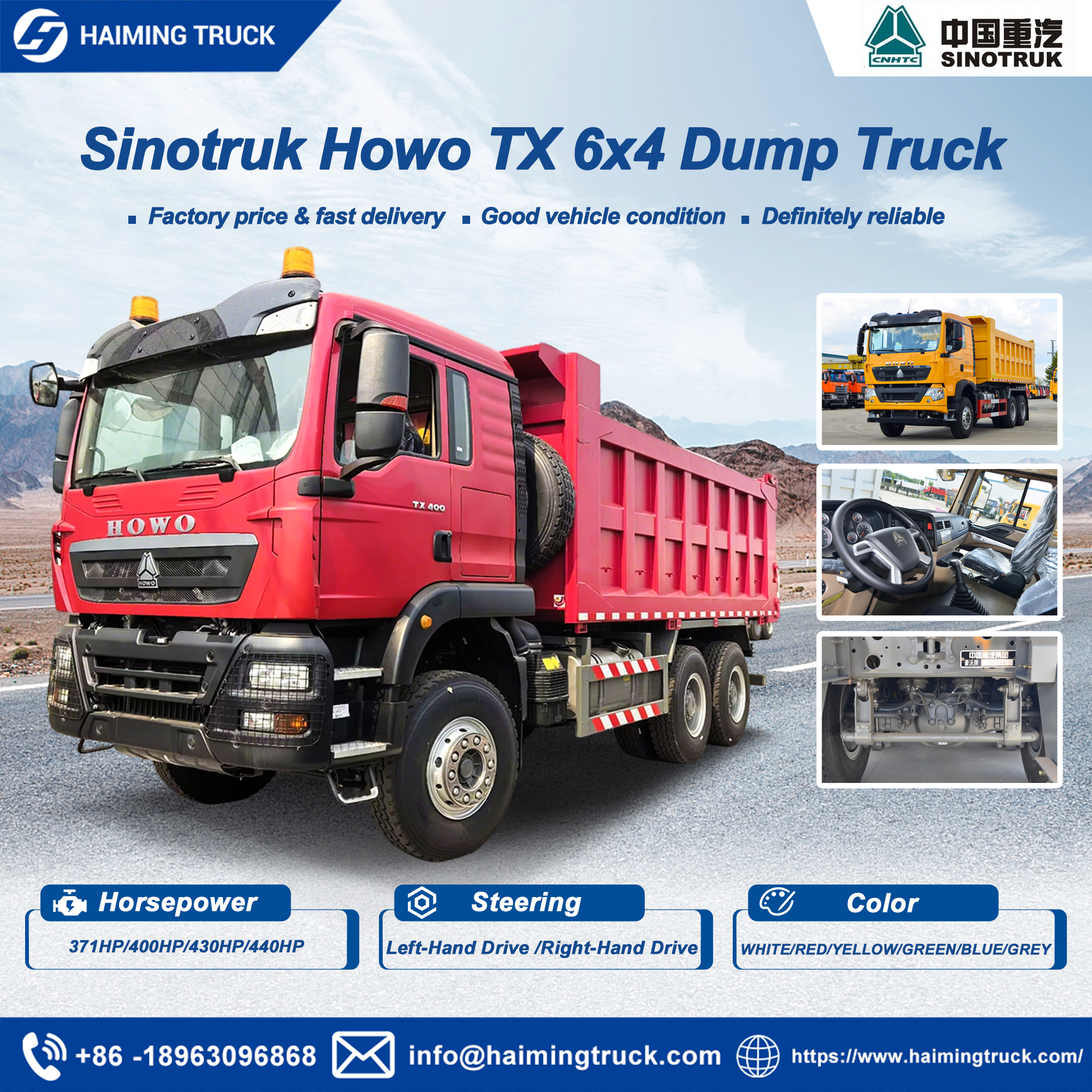 Shandong Haiming Import & Export Facebook ad: Official HOWO 371 Truck Dealer | Dump • Tractor • Mixer