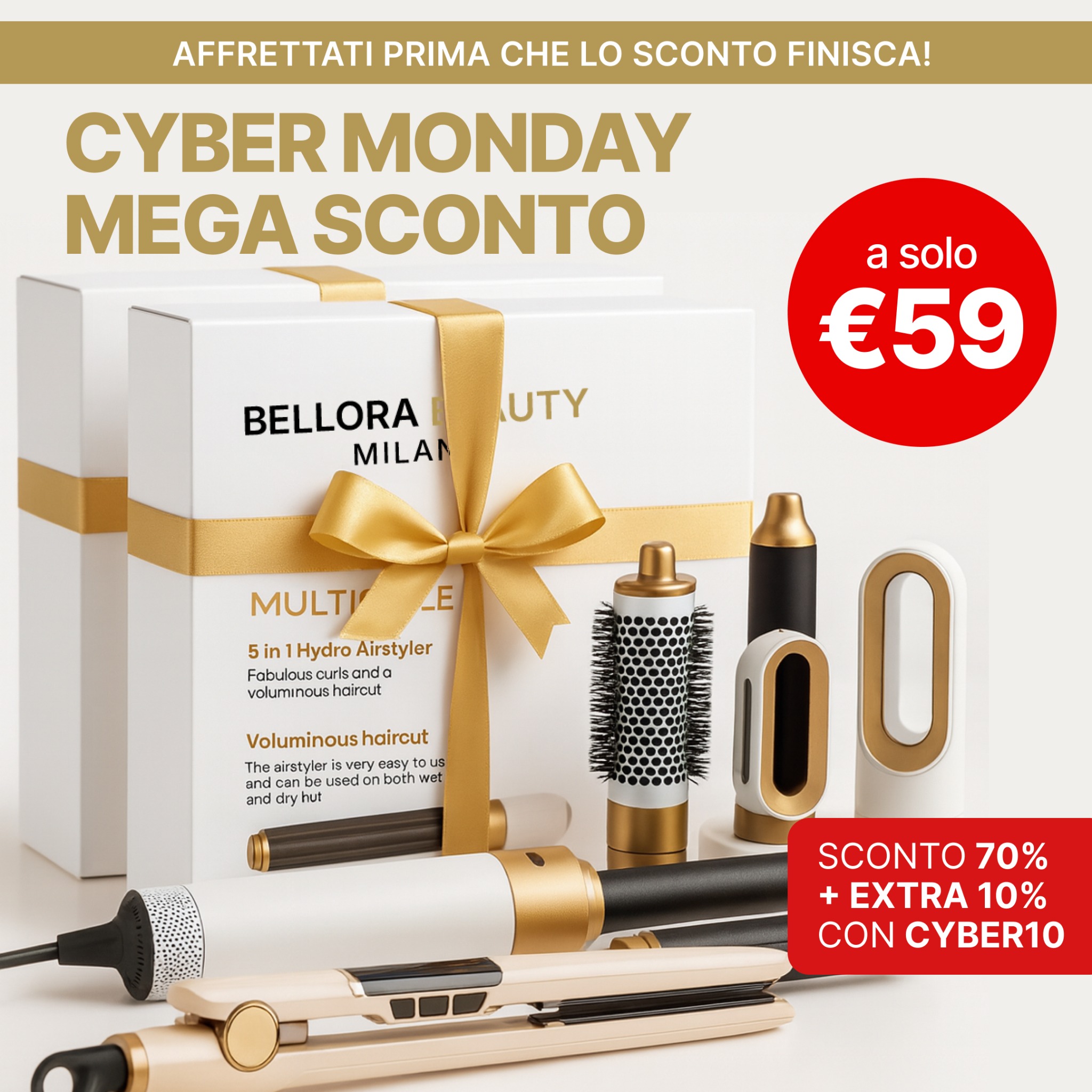 Bellora Beauty Milano Facebook ad: Sconto Cyber Monday: risparmia 100€! Solo 4 rimasti!
