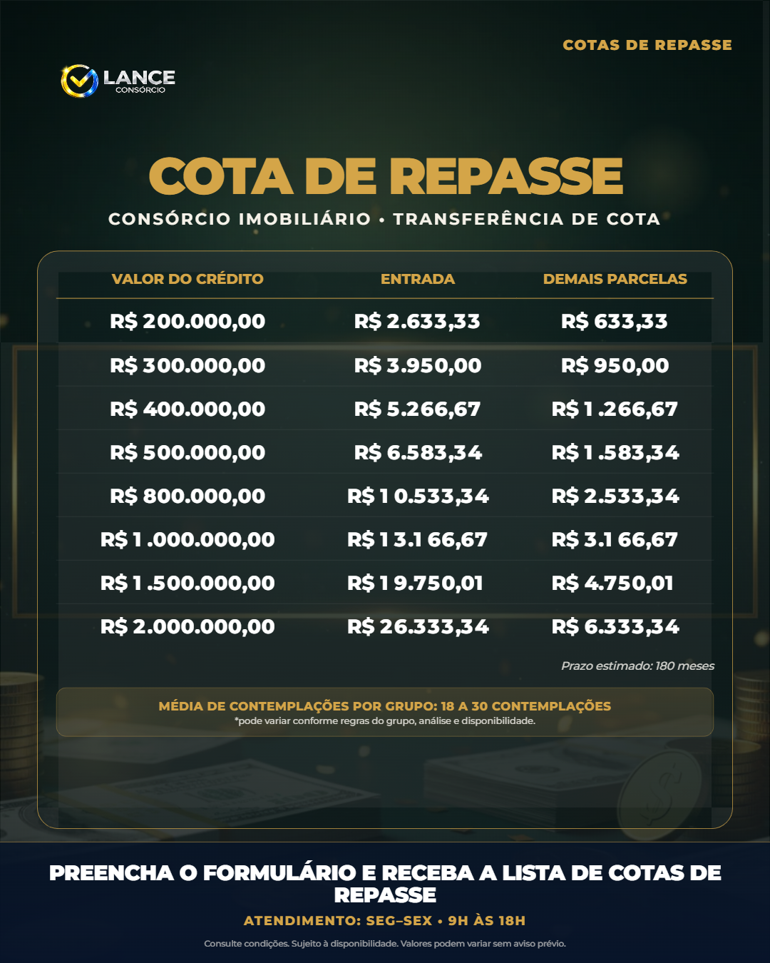 LANCE Consórcio Facebook ad from Apr 7, 2026