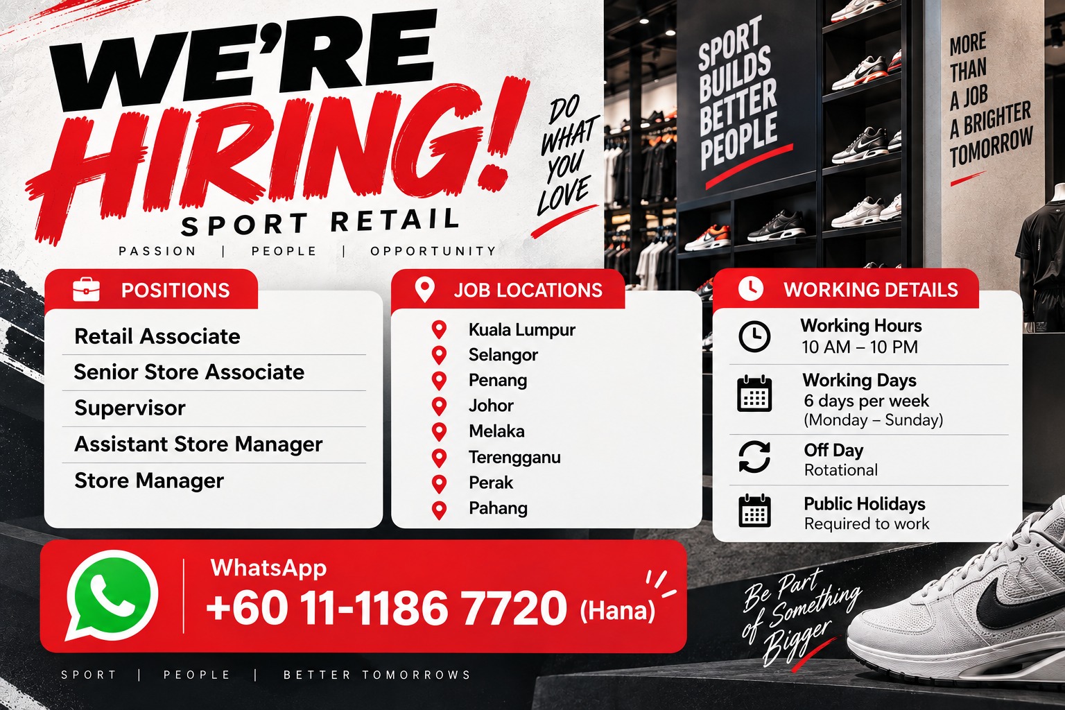 Talentvis Malaysia - Your Trusted HR Solutions Provider Facebook ad: Join Our Team in Sport Retail Now!