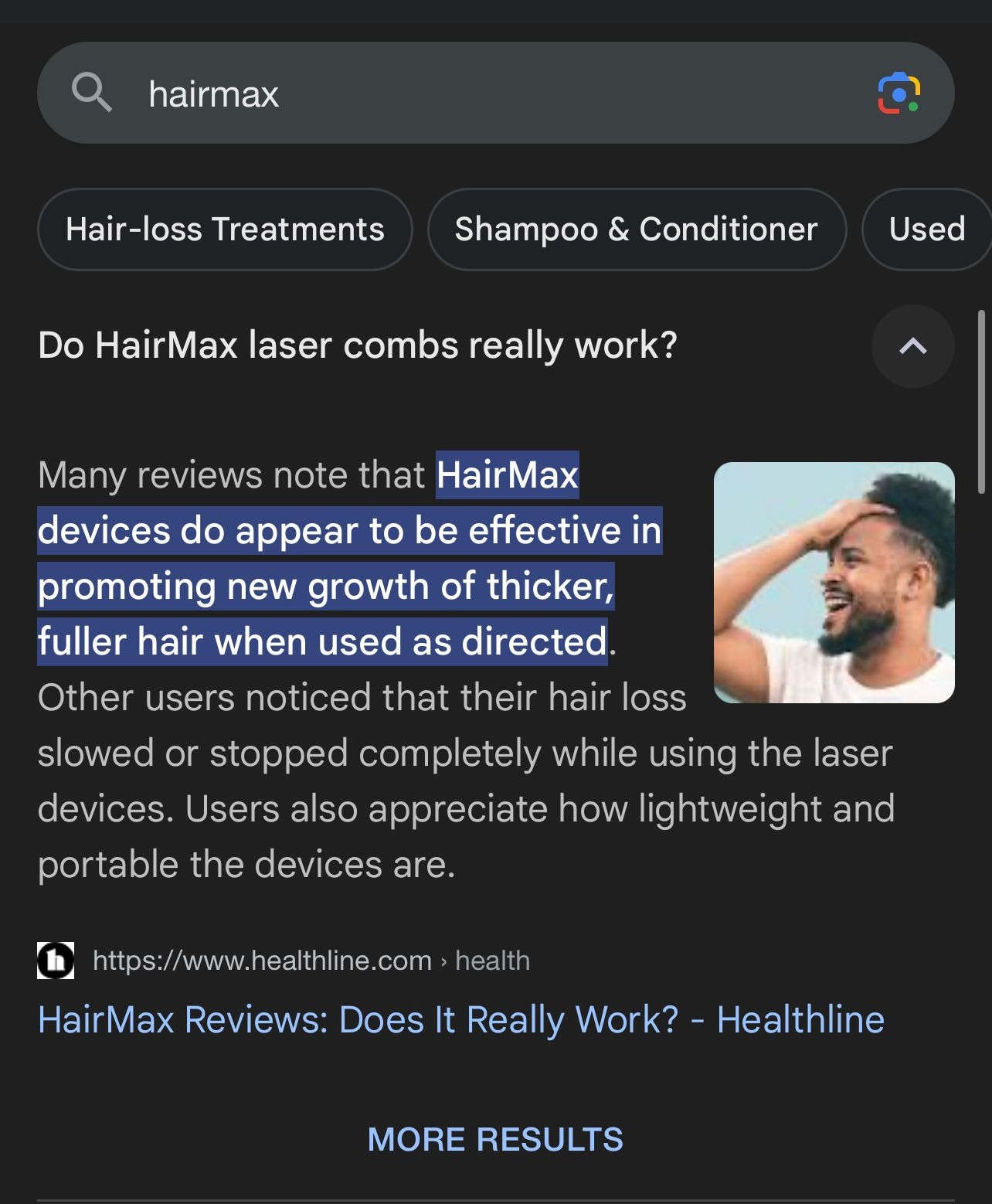 HairMax UK Facebook ad