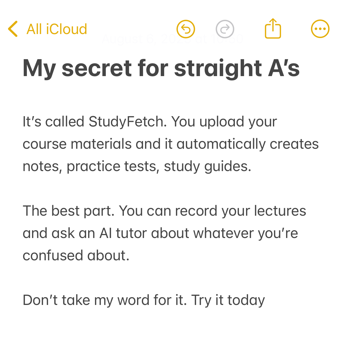 StudyFetch Facebook ad