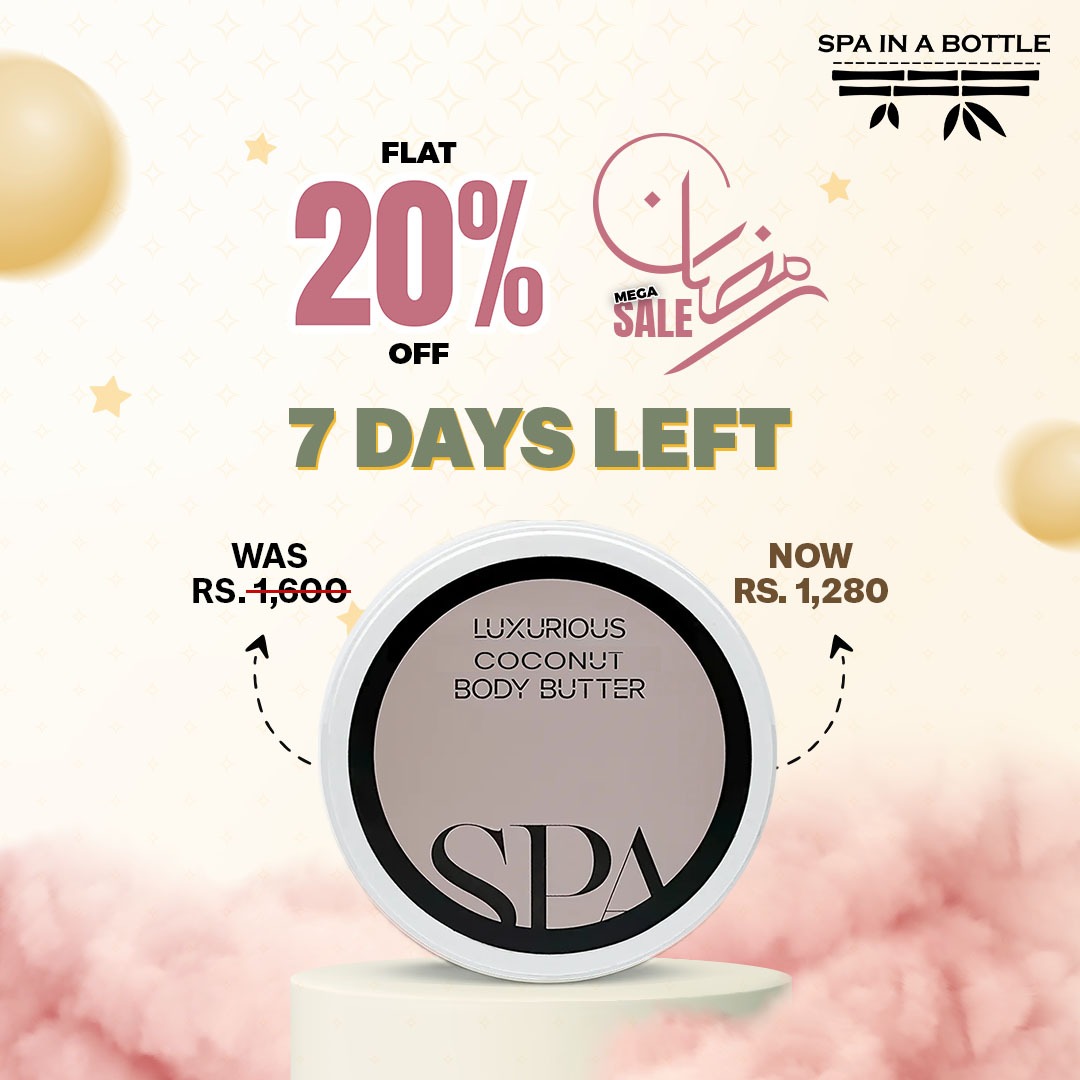 Spa in a Bottle Facebook ad: Ramzan Sale Flat 20% OFF Sitewide!