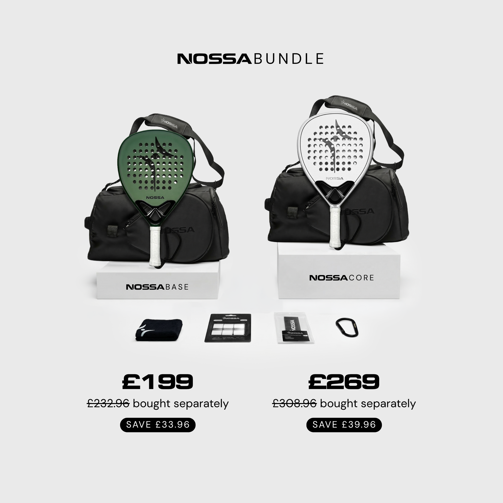 Nossa Padel Facebook ad: Bundle Up & Save Up To £39.96