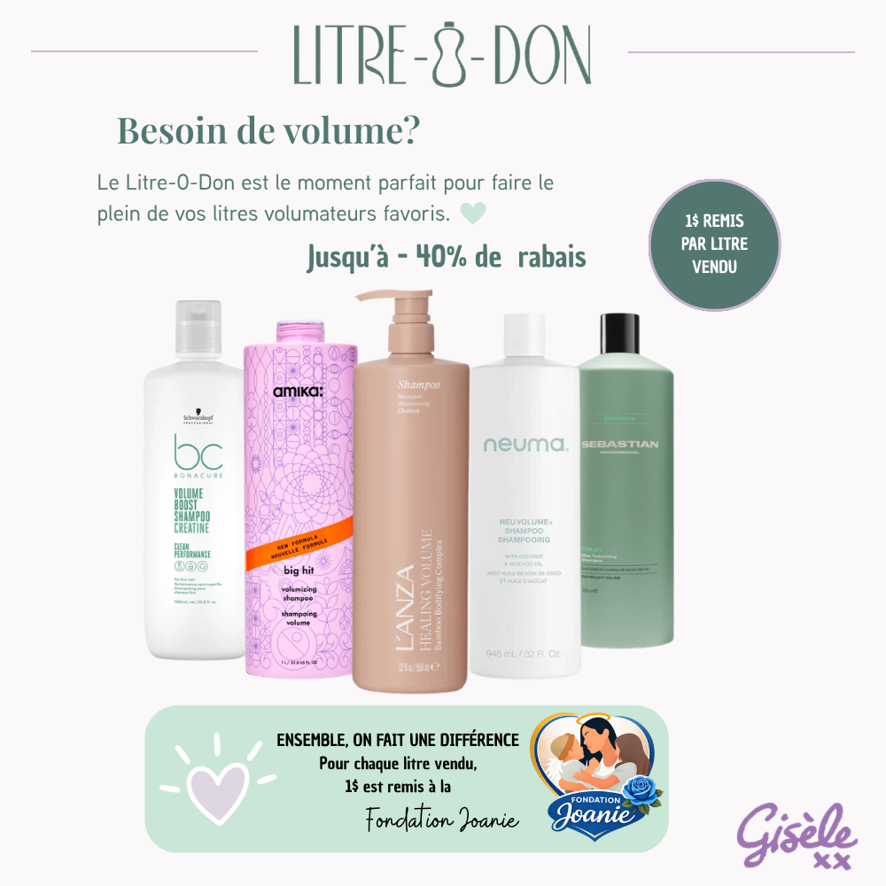 Gisèle Produits de Beauté Facebook ad: Achetez. Donnez. Brillez.