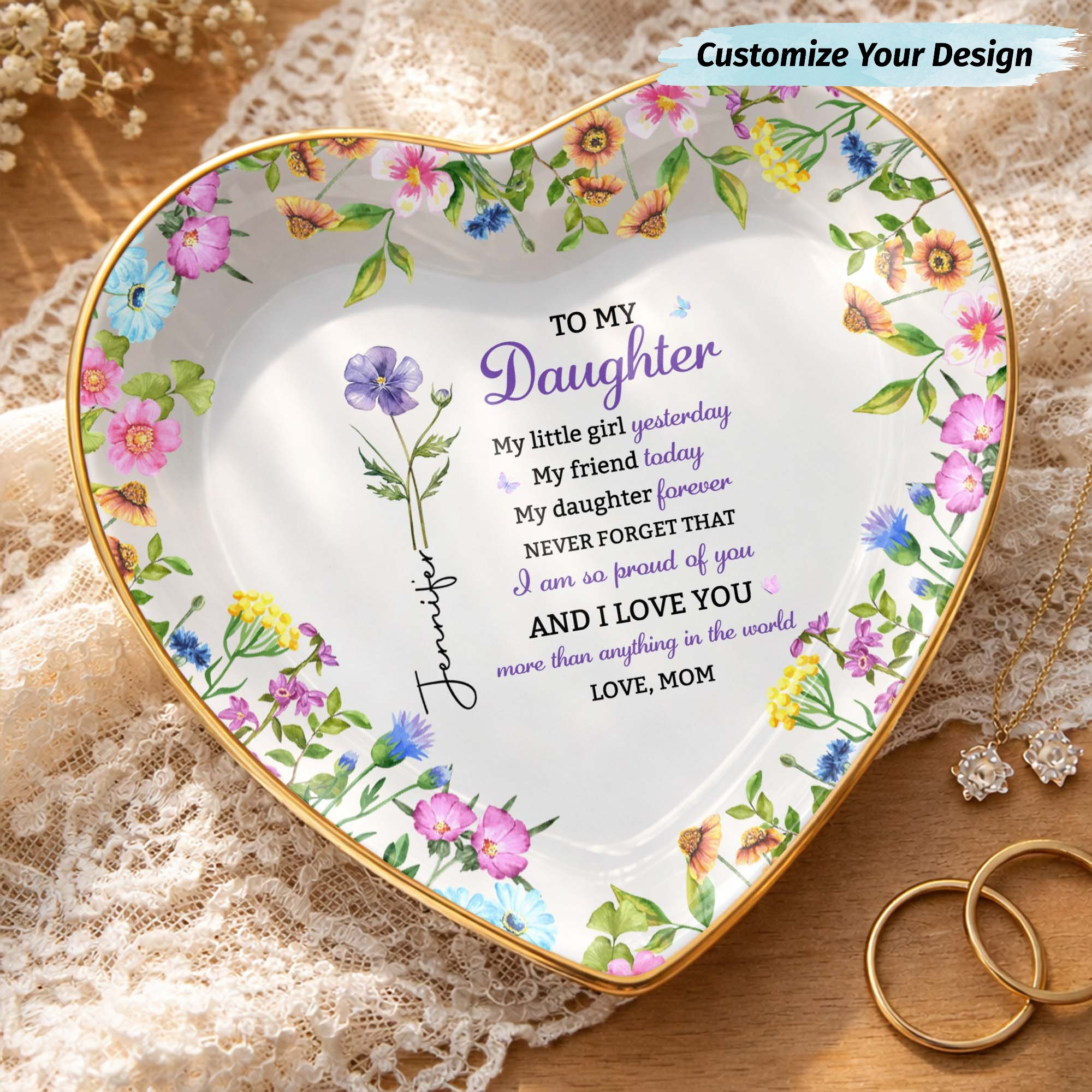Alma Gems Facebook ad: To My Daughter: Custom Name & Any Birth Month Flower…