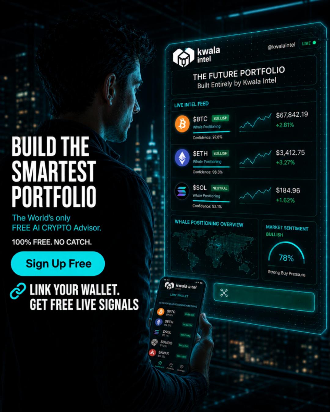 Kwala Facebook ad: Link Your Wallet and Get Live AI Crypto Signals Free