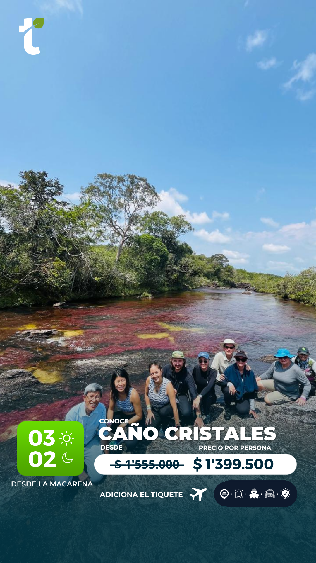 travelgreen.com.co Facebook ad: ¡Vive la magia de Caño Cristales!