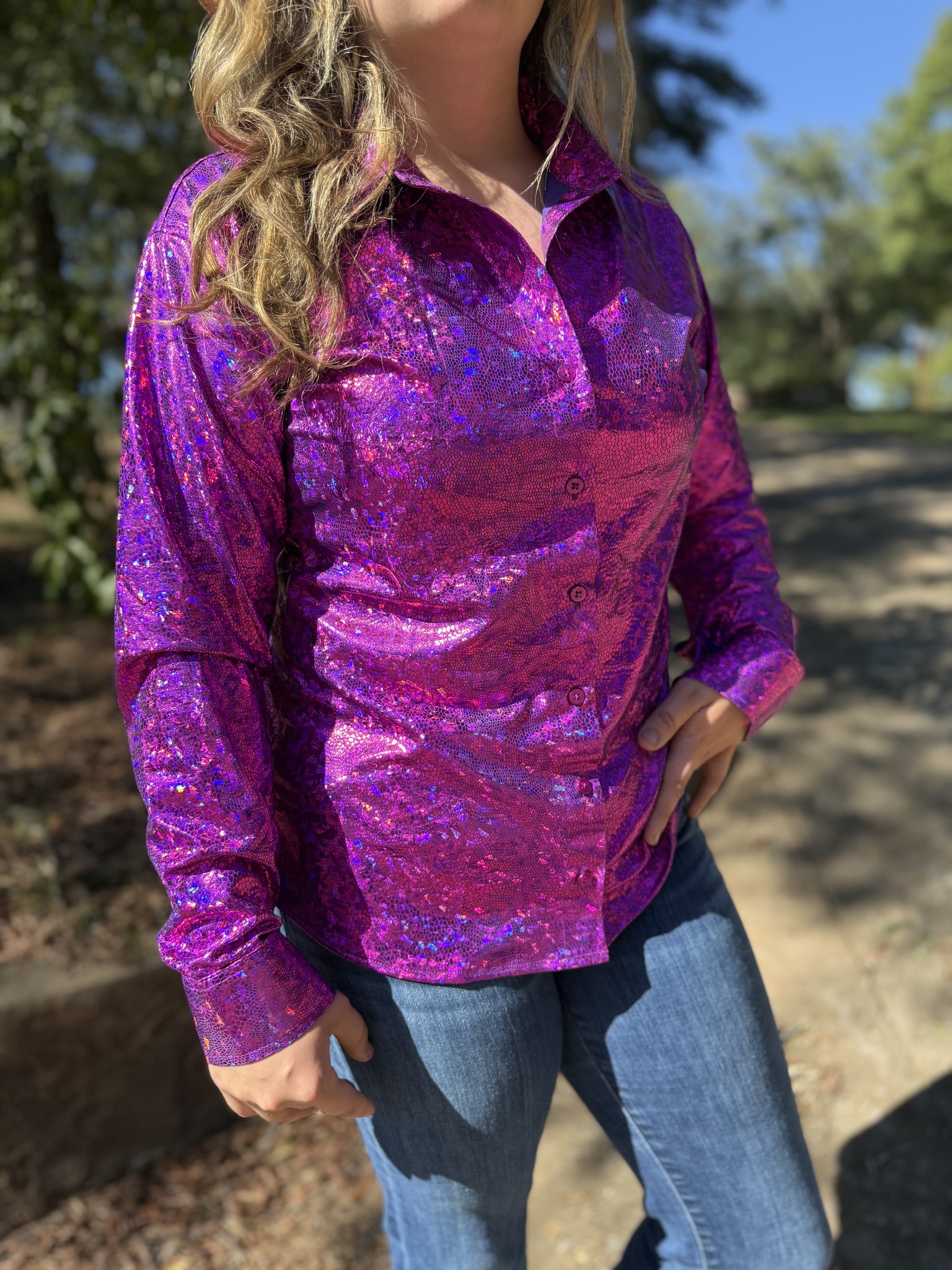 IF BRANDED/Iron Faith Clothing Facebook ad: Heavenly Magenta | Foil Shimmer Western Show Shirt