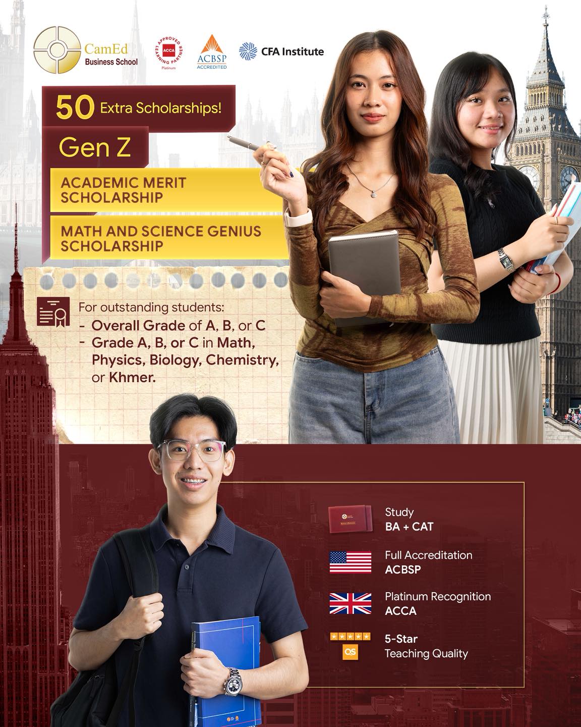 CamEd Business School Facebook ad: ឱកាសអាហារូបករណ៍ ៥០កន្លែងបន្ថែម!