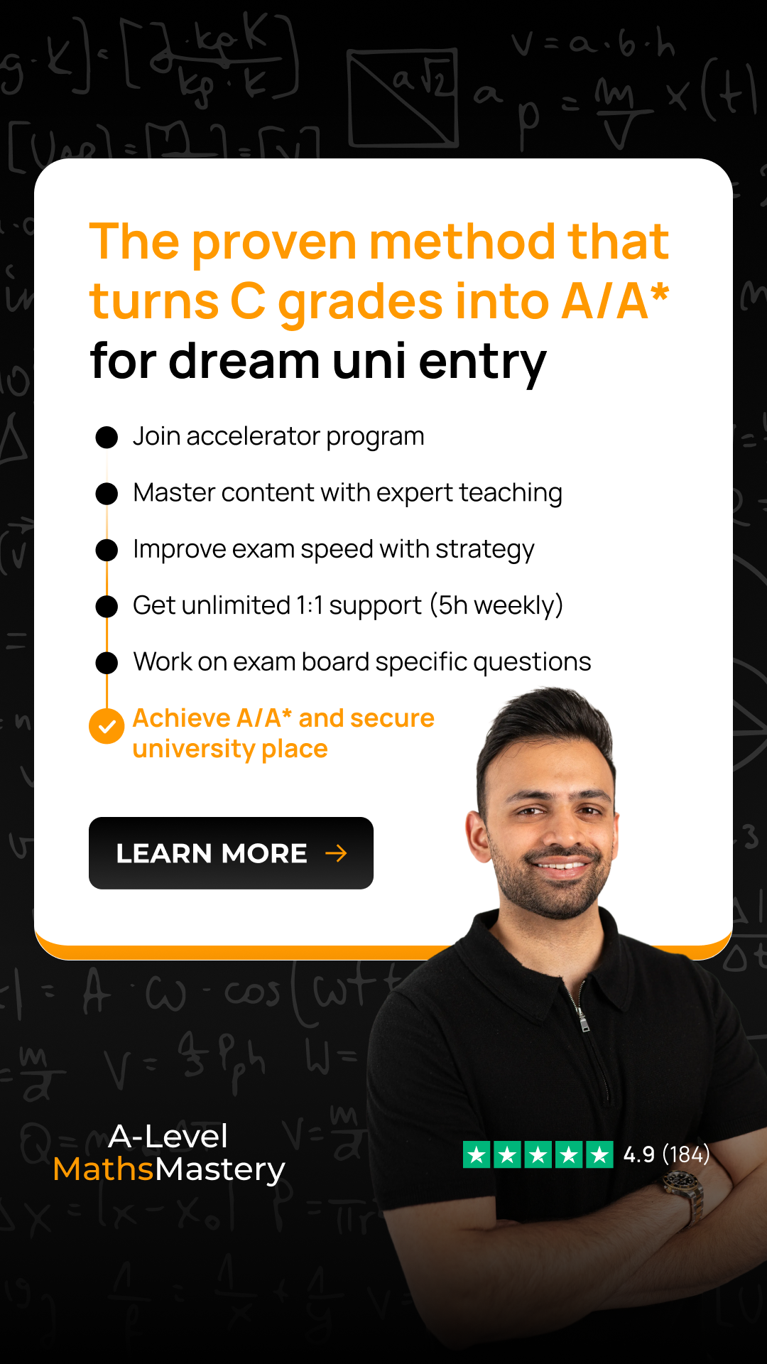 Amrit Shinh A-Level Maths & Further Maths Online Tutor Facebook ad