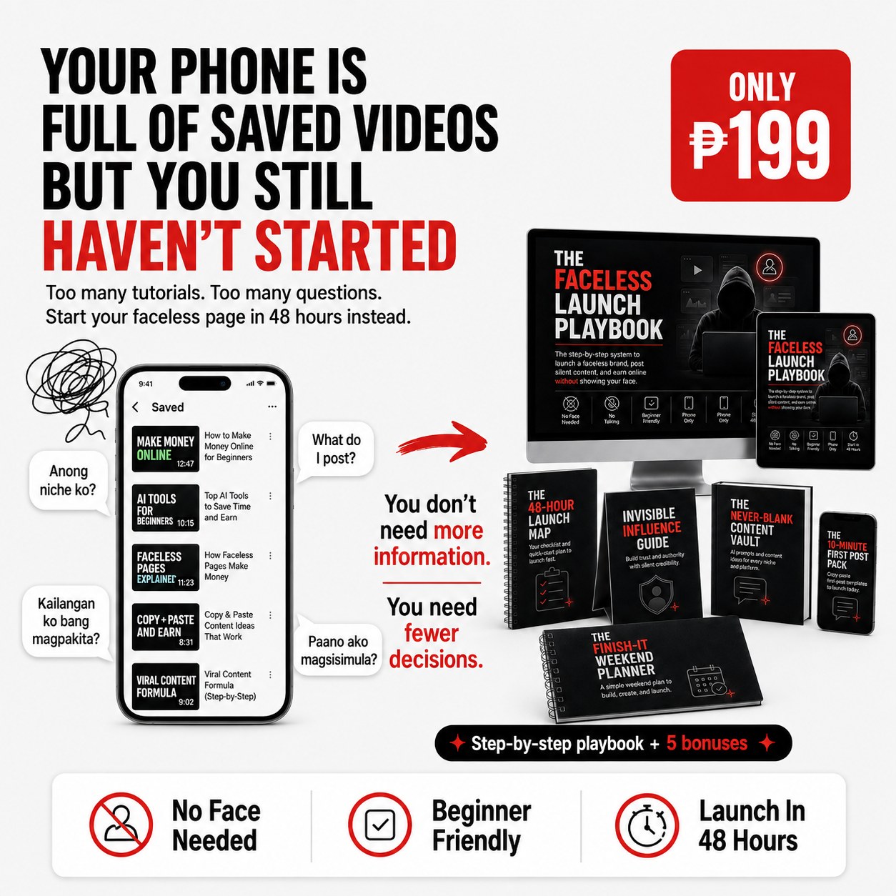 Faceless Launch PH Facebook ad: Get Instant Access To The Faceless Launch Playbook