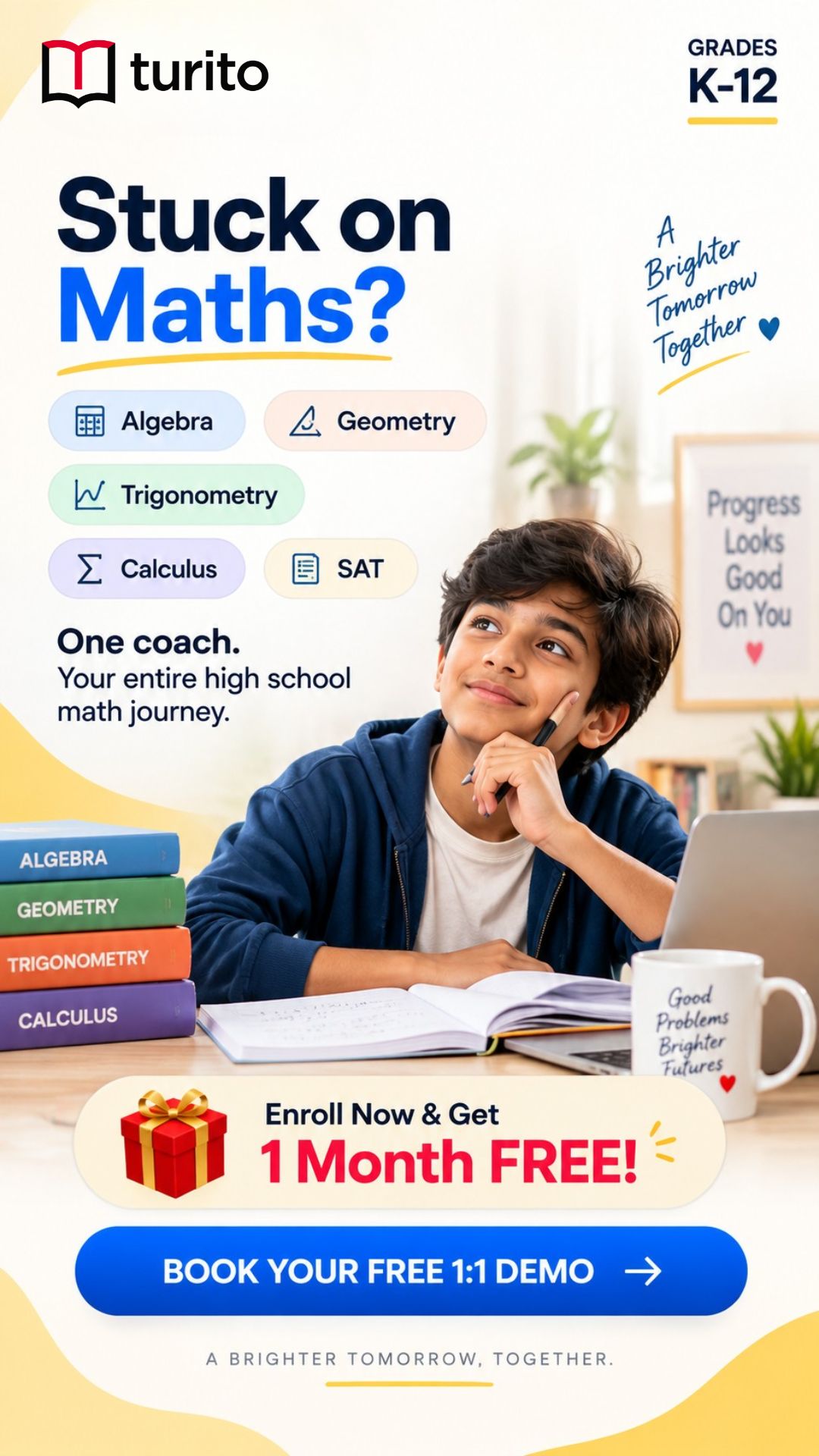 Turito USA Facebook ad: Book Your Free 1:1 Demo
